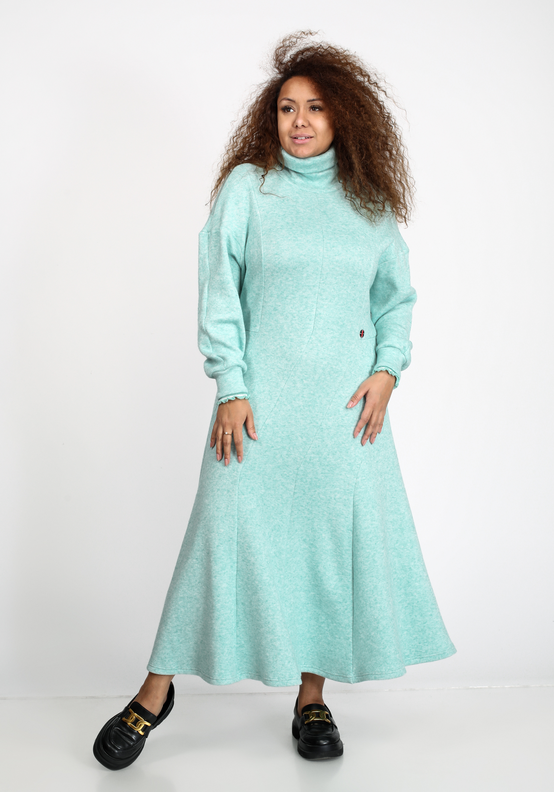Платье трикотажное с воротником-стойкой GalaGrosso, размер 50, цвет брусничный - фото 5