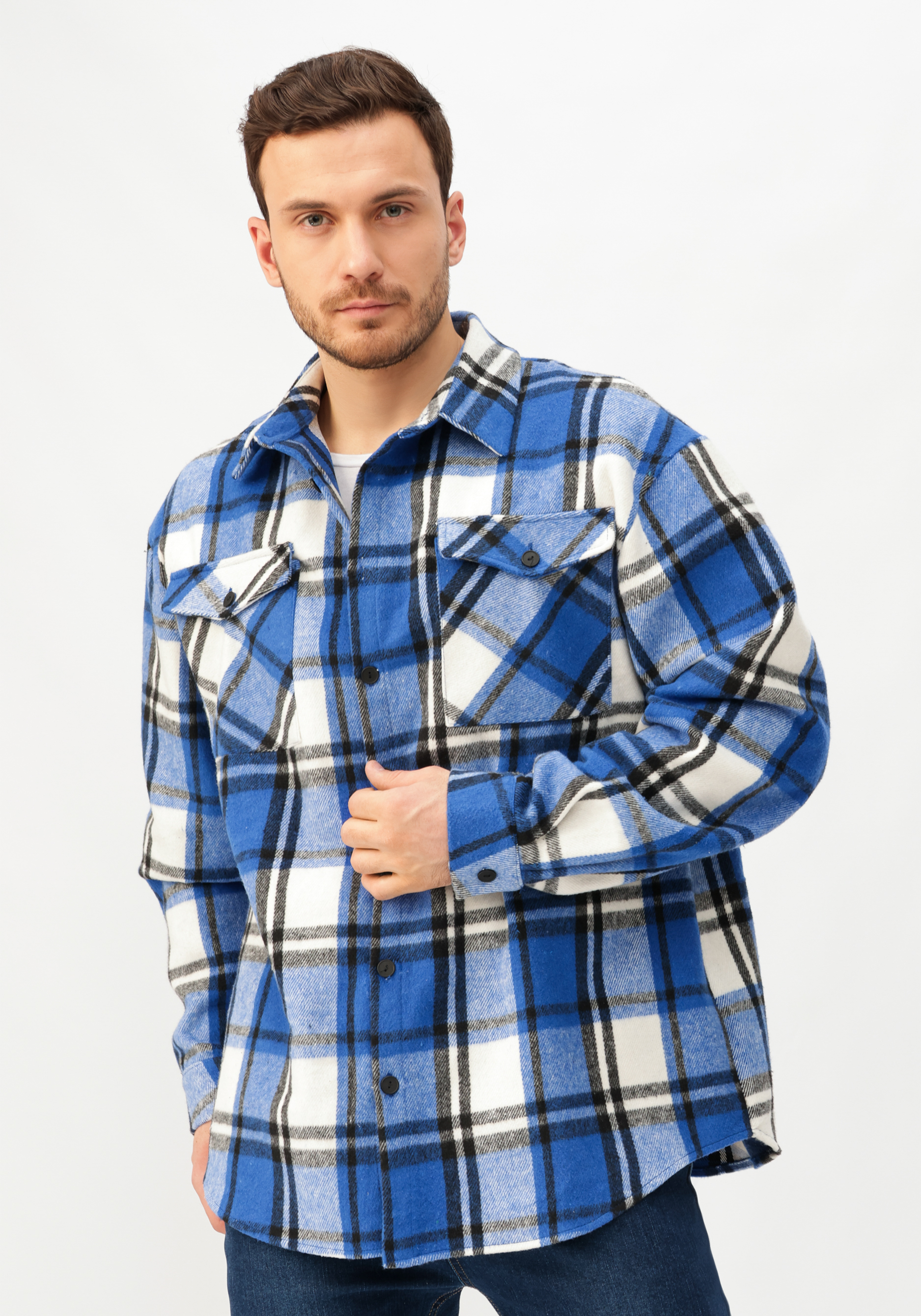 Рубашка мужская в клетку лоток открытый pride moderna в клетку большой для грызунов синий 49x34 6x26
