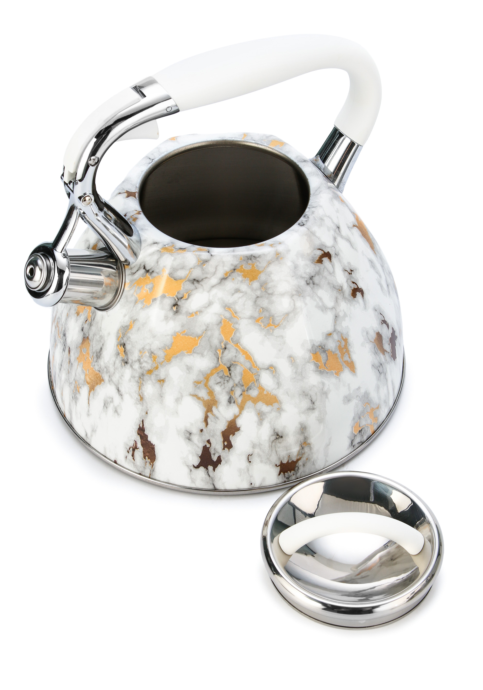 Чайник со свистком "Мрамор" AGNESS, цвет черный - фото 7