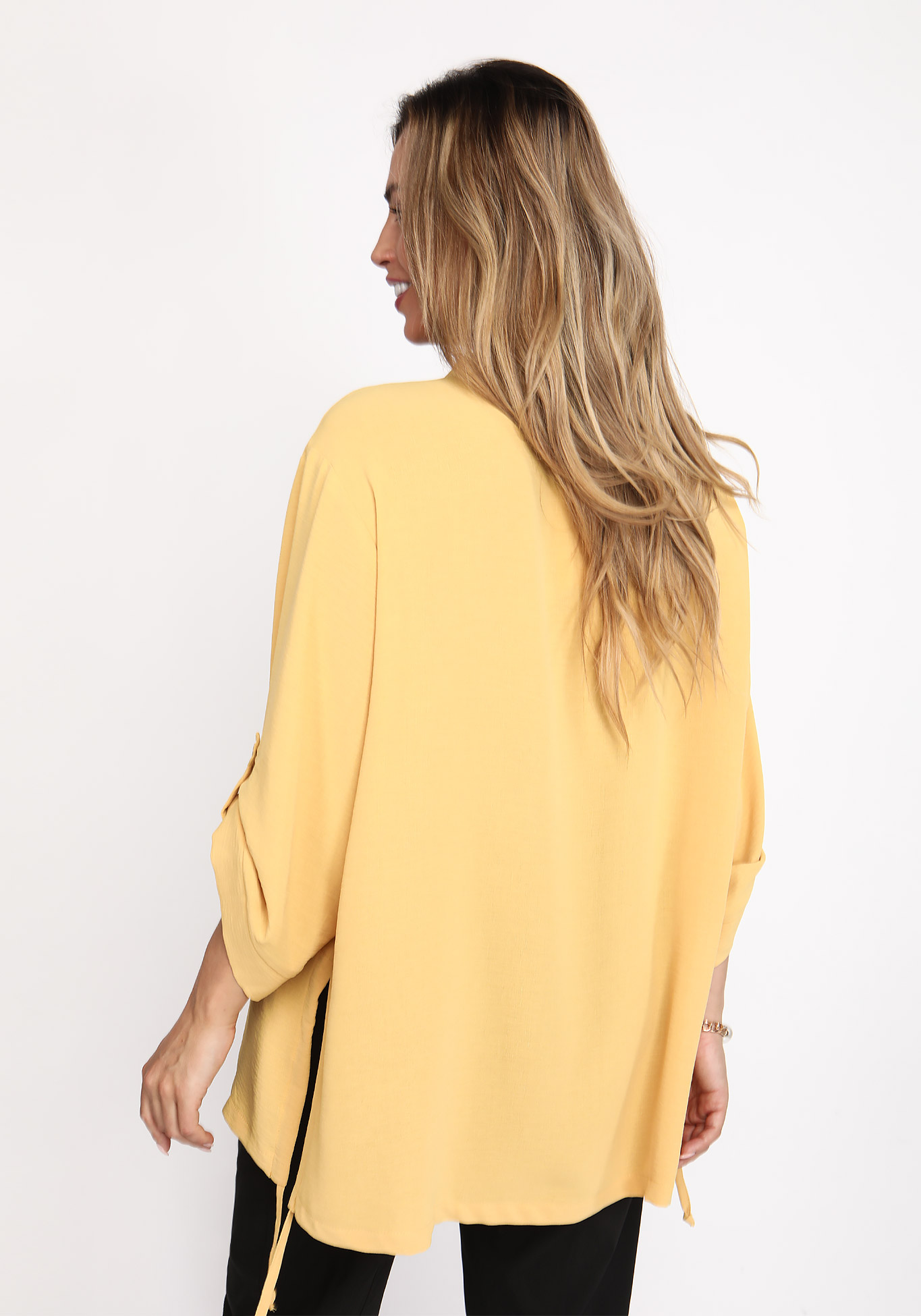 Блуза из жатой вискозы GalaGrosso, размер 50, цвет светло-желтый - фото 6