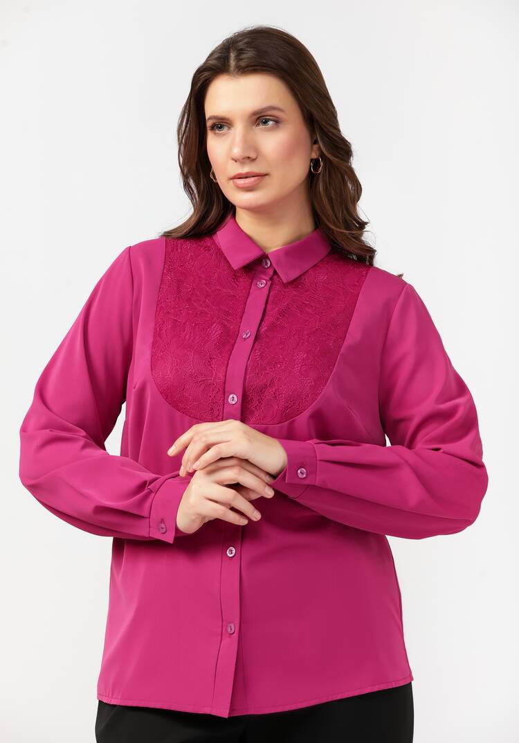 Блуза прямого силуэта с гипюровой вставкой шир.  750, рис. 1