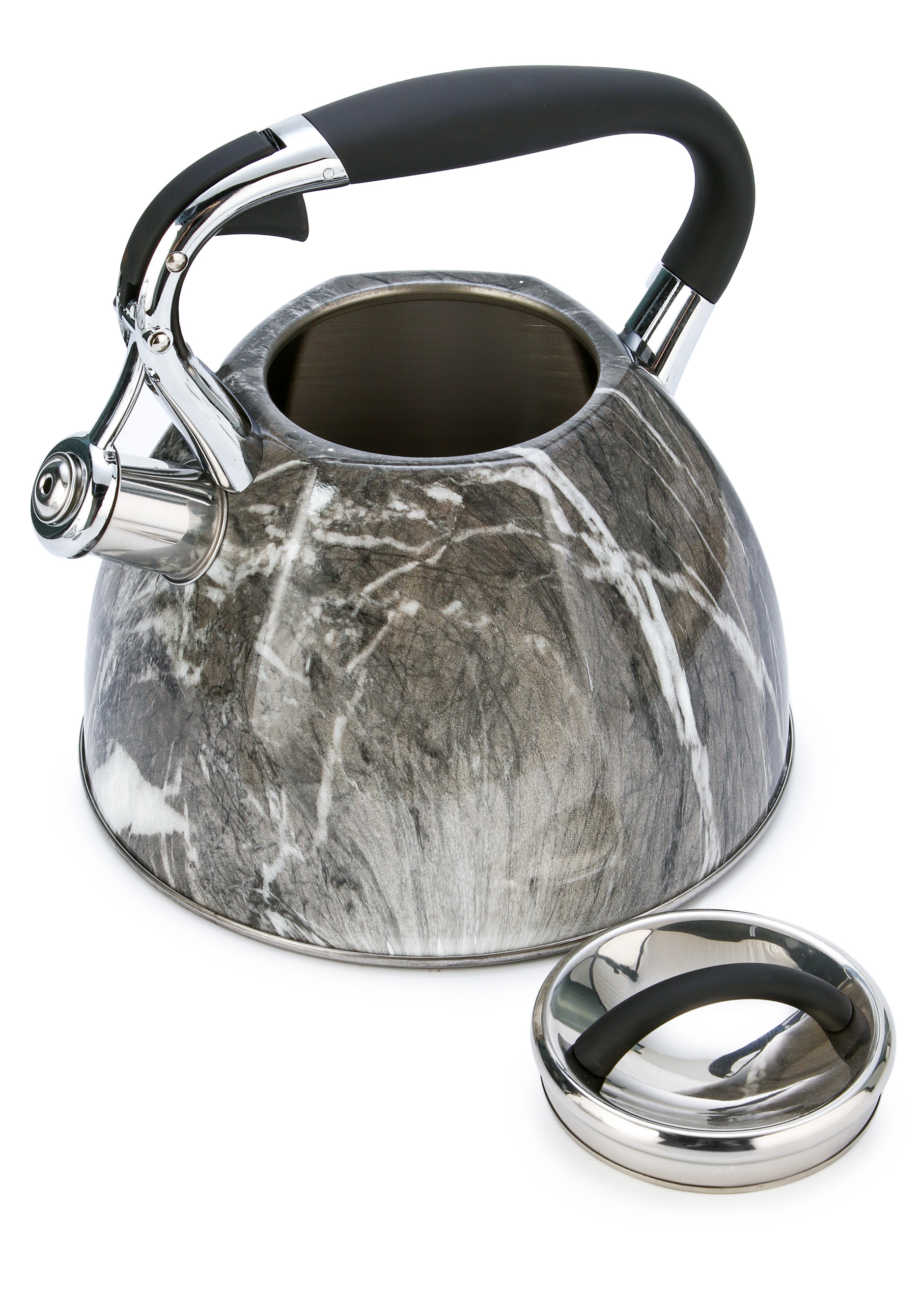 Чайник со свистком "Мрамор" AGNESS, цвет черный - фото 3