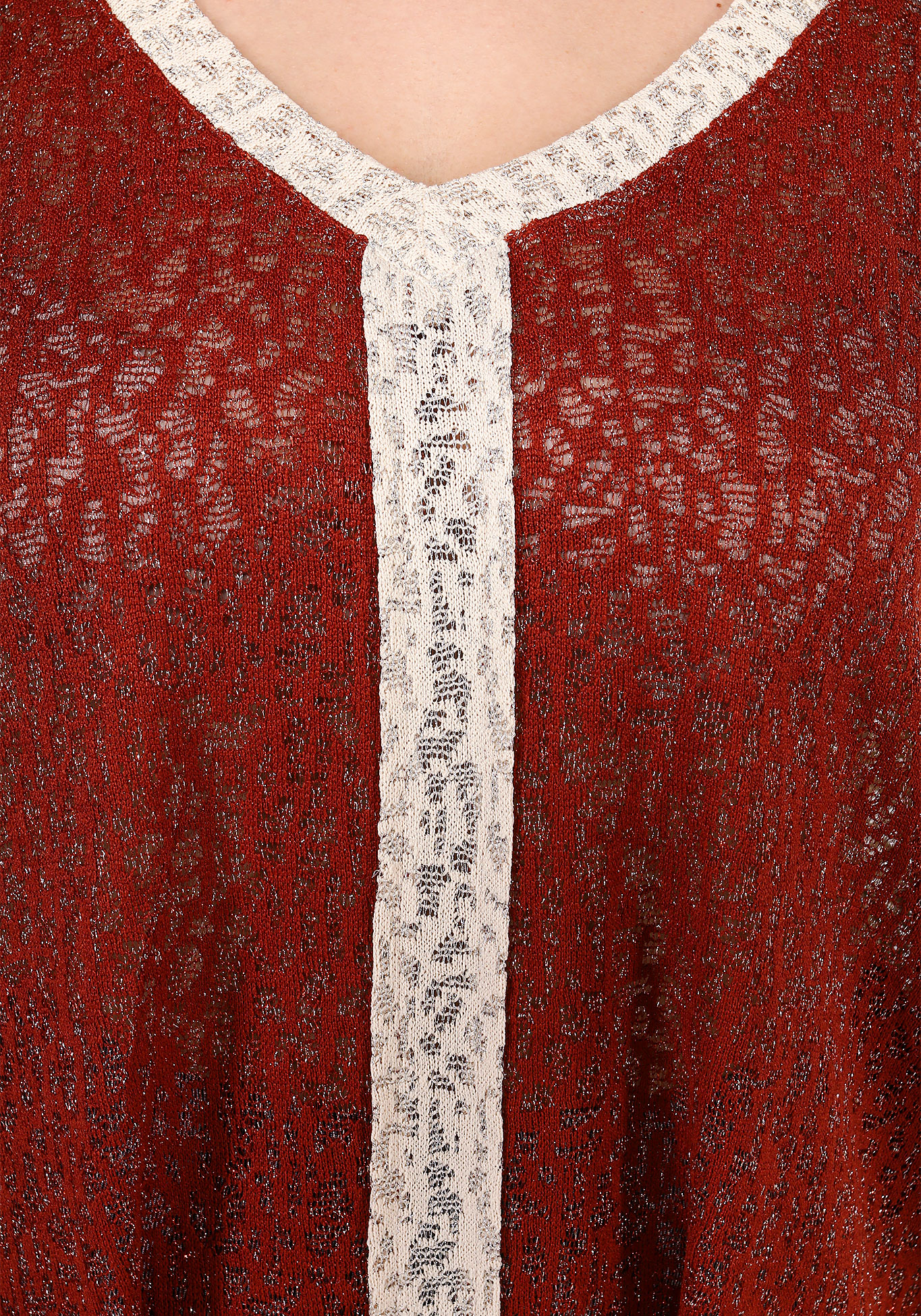 Блуза с удлиненной спинкой и блеском GalaGrosso, размер 50, цвет терракотовый - фото 8
