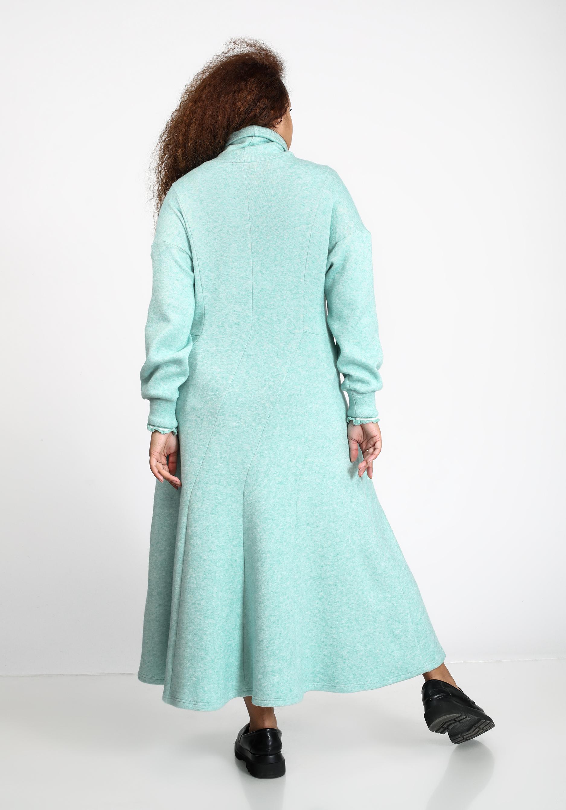 Платье трикотажное с воротником-стойкой GalaGrosso, размер 50, цвет брусничный - фото 6