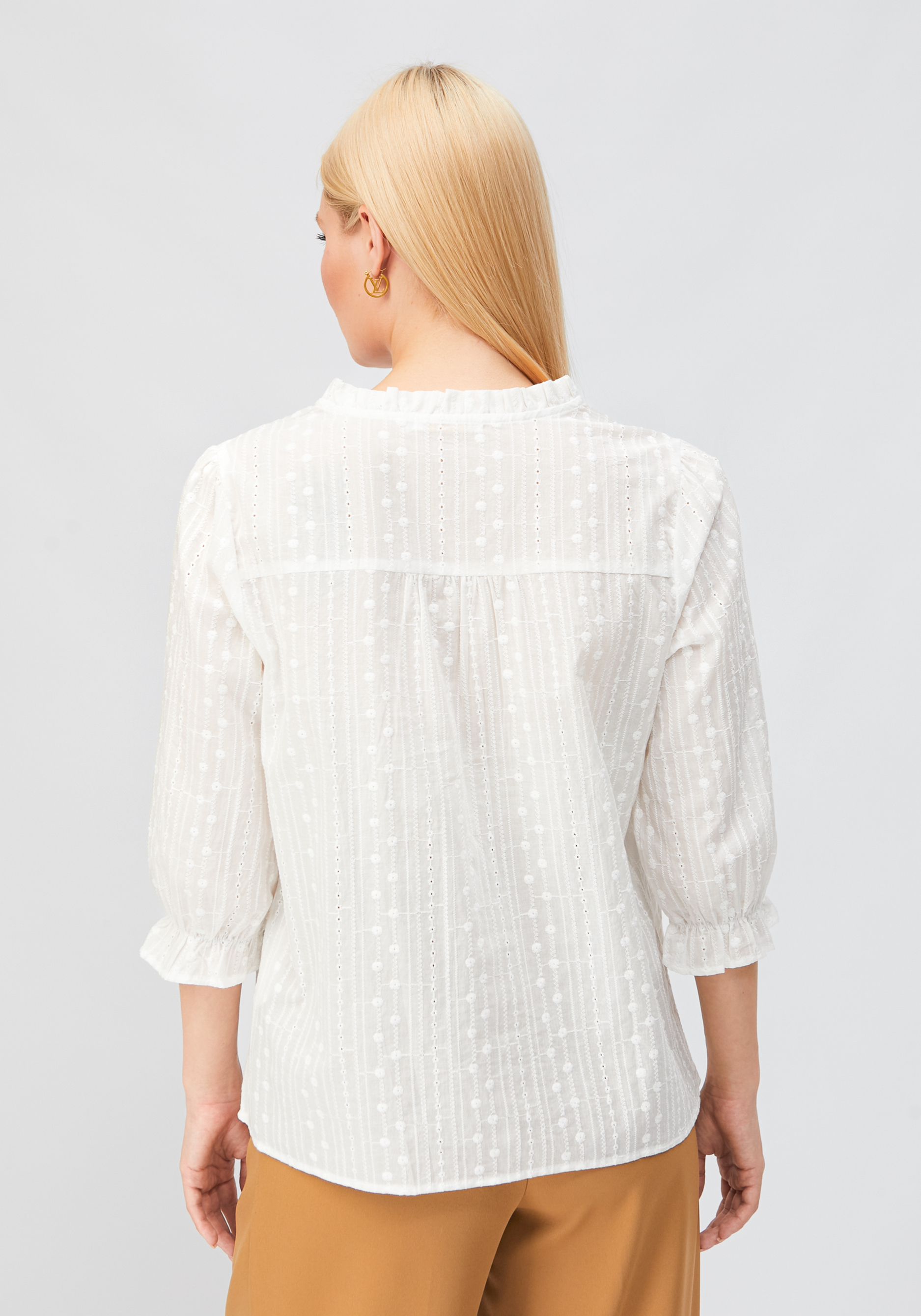 Блуза с воротником стойка  "Кристал" Fashion, цвет белый, размер 54 - фото 10