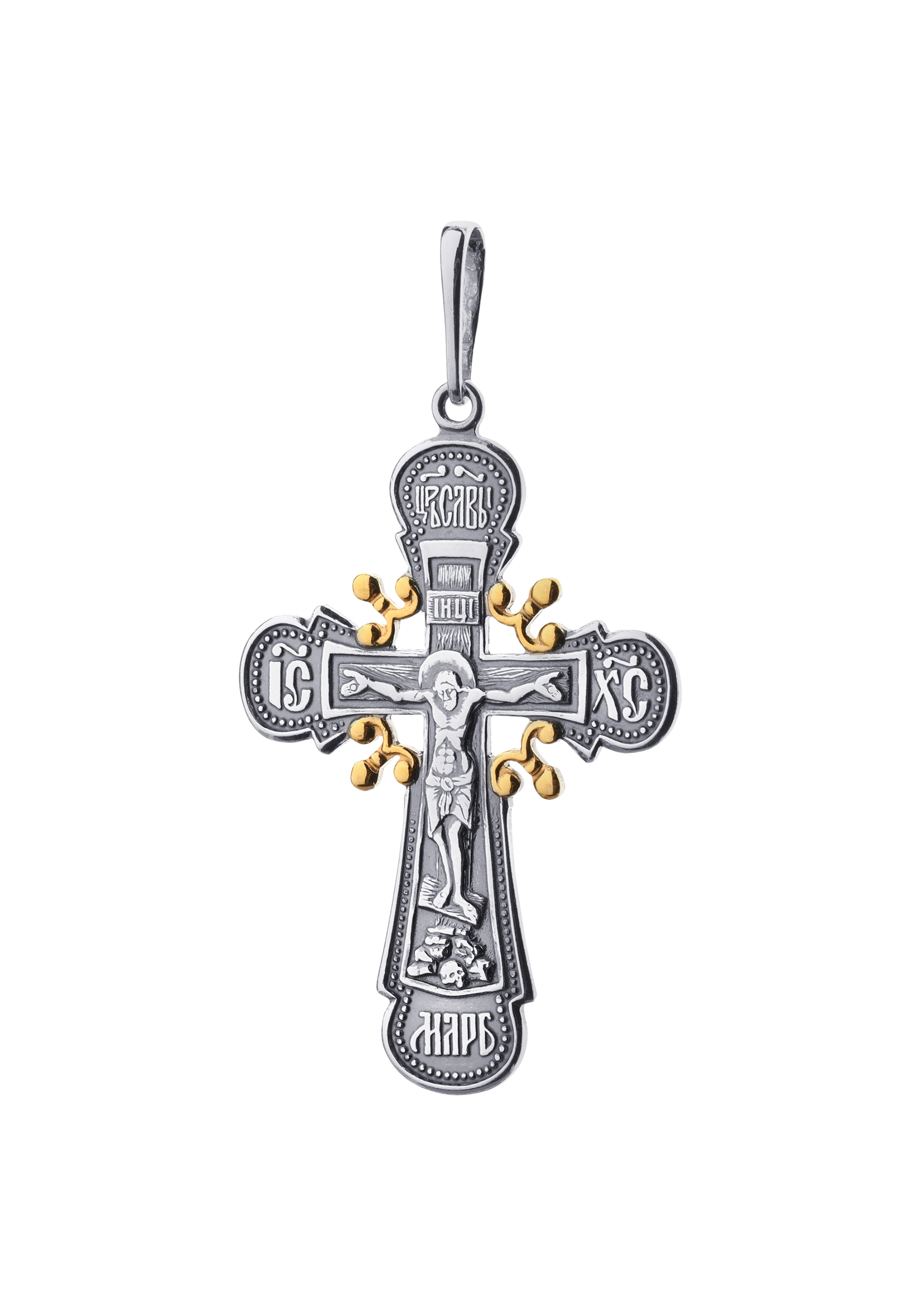 Крест-подвеска серебряная  "Иисус Христос" Красная пресня, цвет серебристый - фото 1