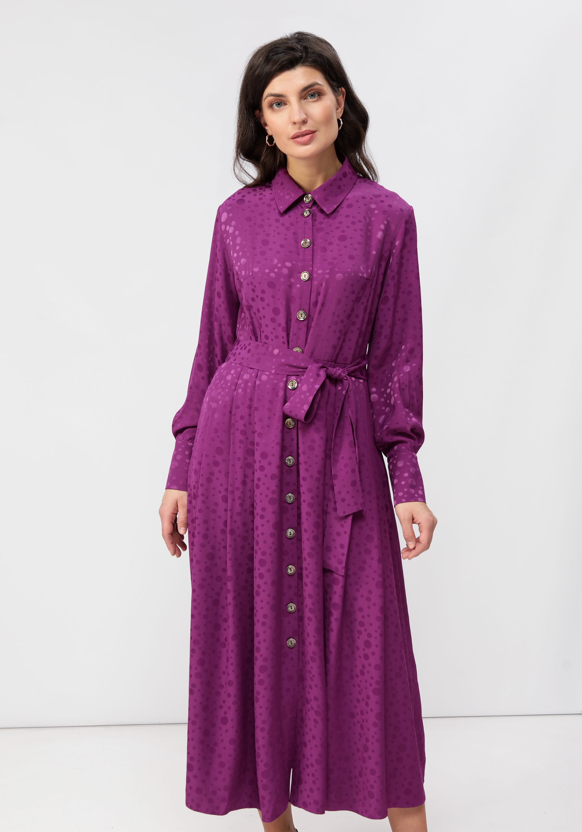 Платье на пуговицах со складками на юбке Vivienne Mare, цвет фиолетовый, размер 50 - фото 3