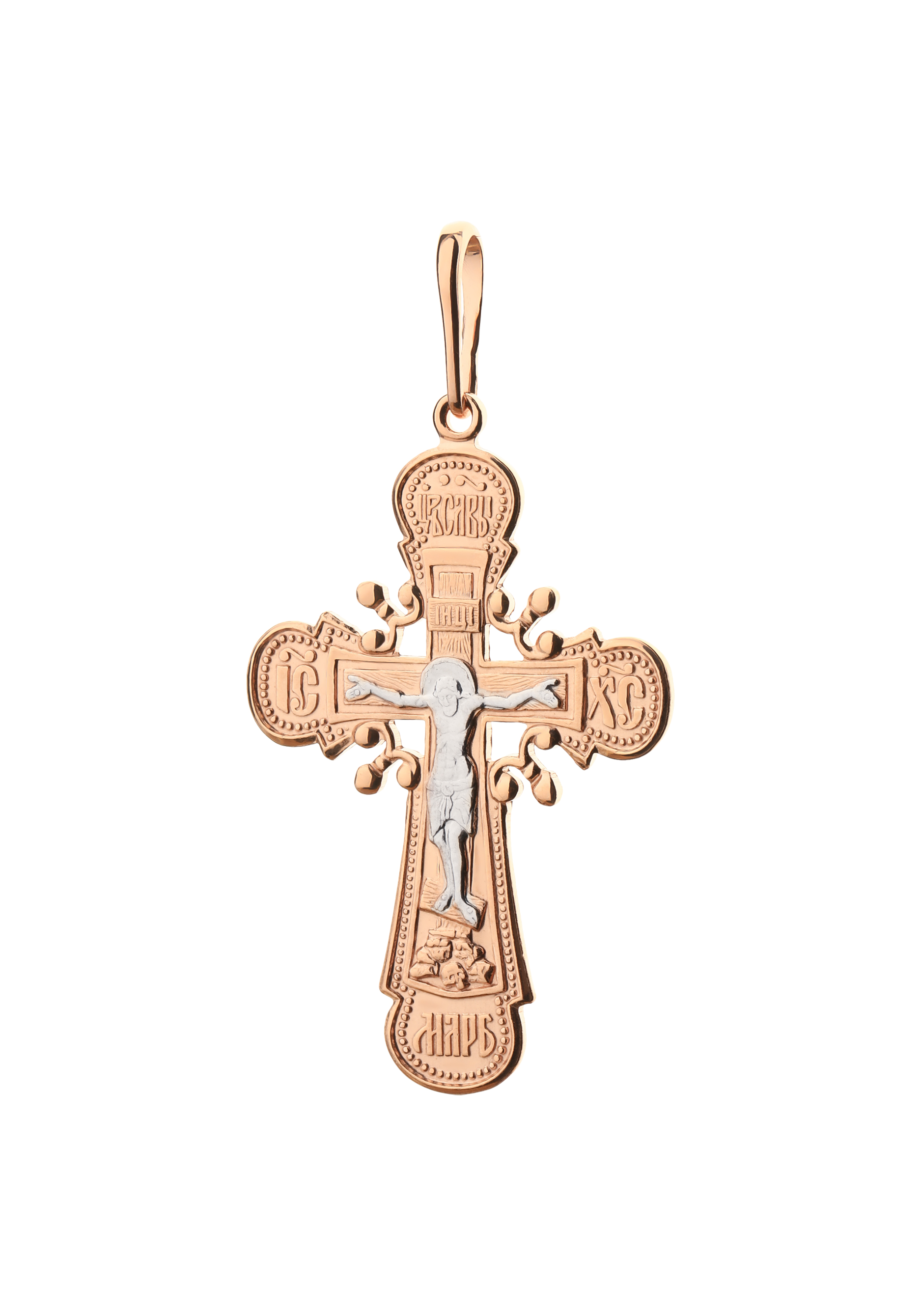 Крест-подвеска серебряная  "Иисус Христос" Красная пресня, цвет серебристый - фото 2
