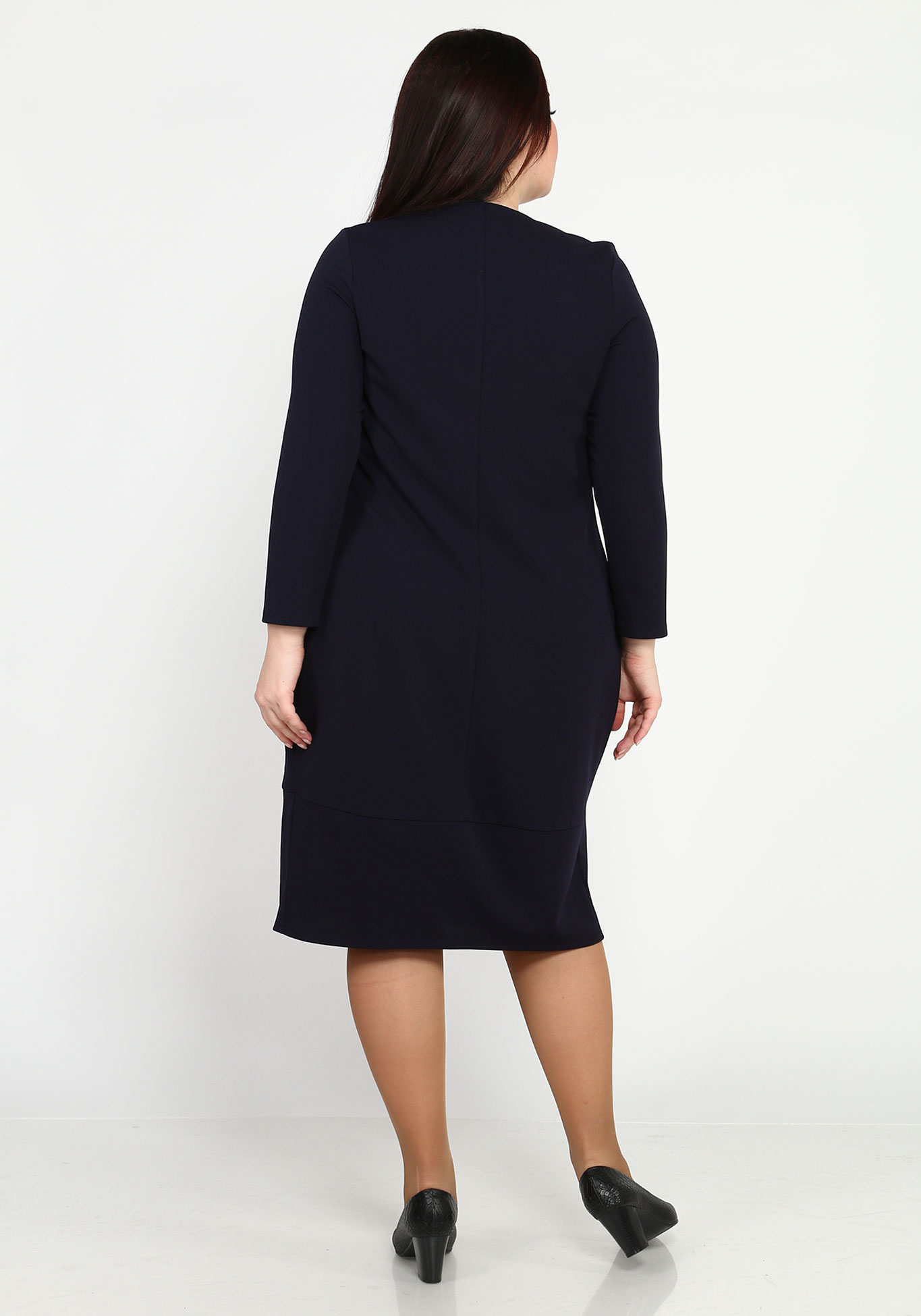 Платье-миди однотонное с украшением GalaGrosso, размер 50, цвет тёмно-синий - фото 7