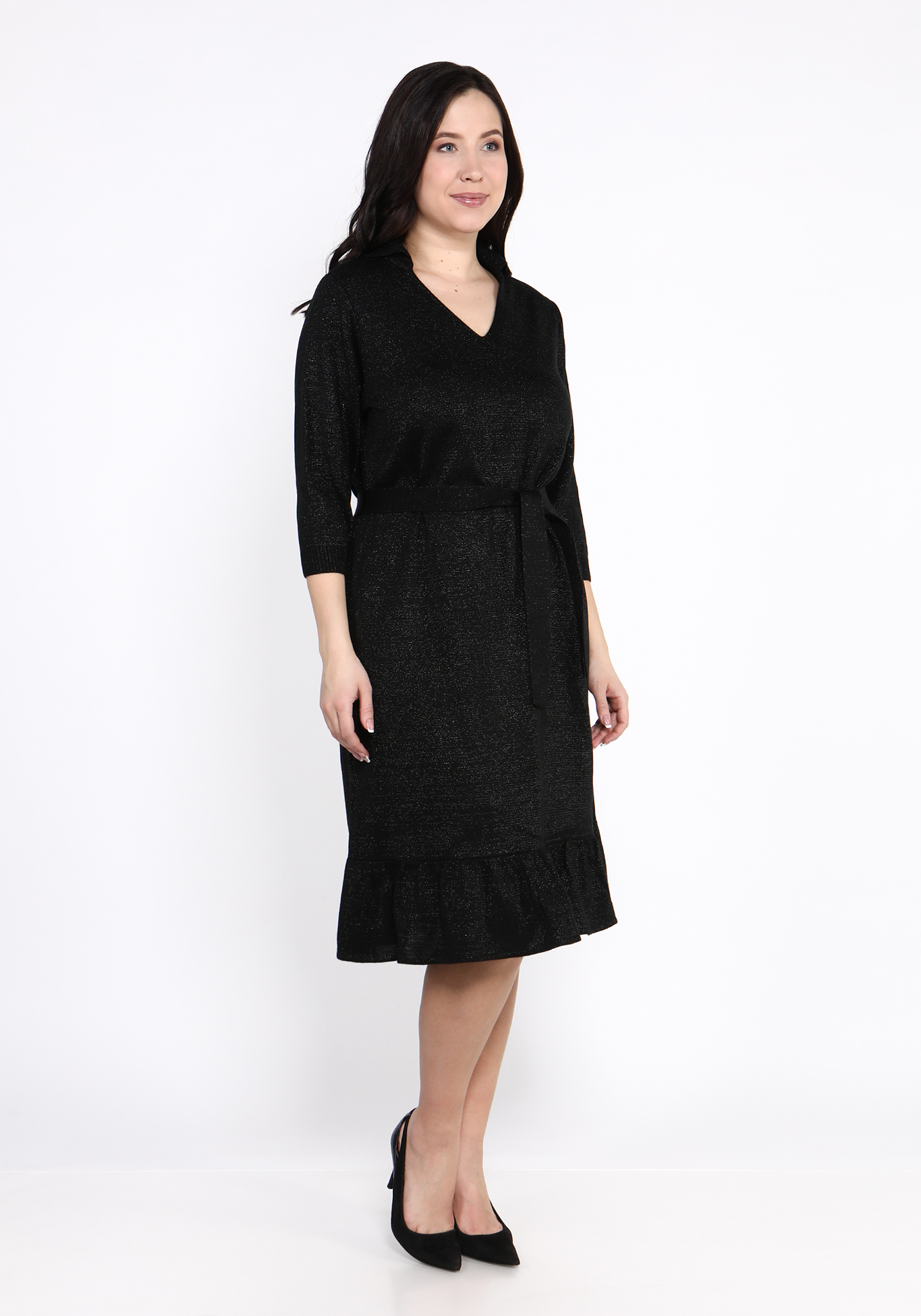 Платье с отложным воротником и воланом Vivawool, размер 50, цвет серый - фото 7