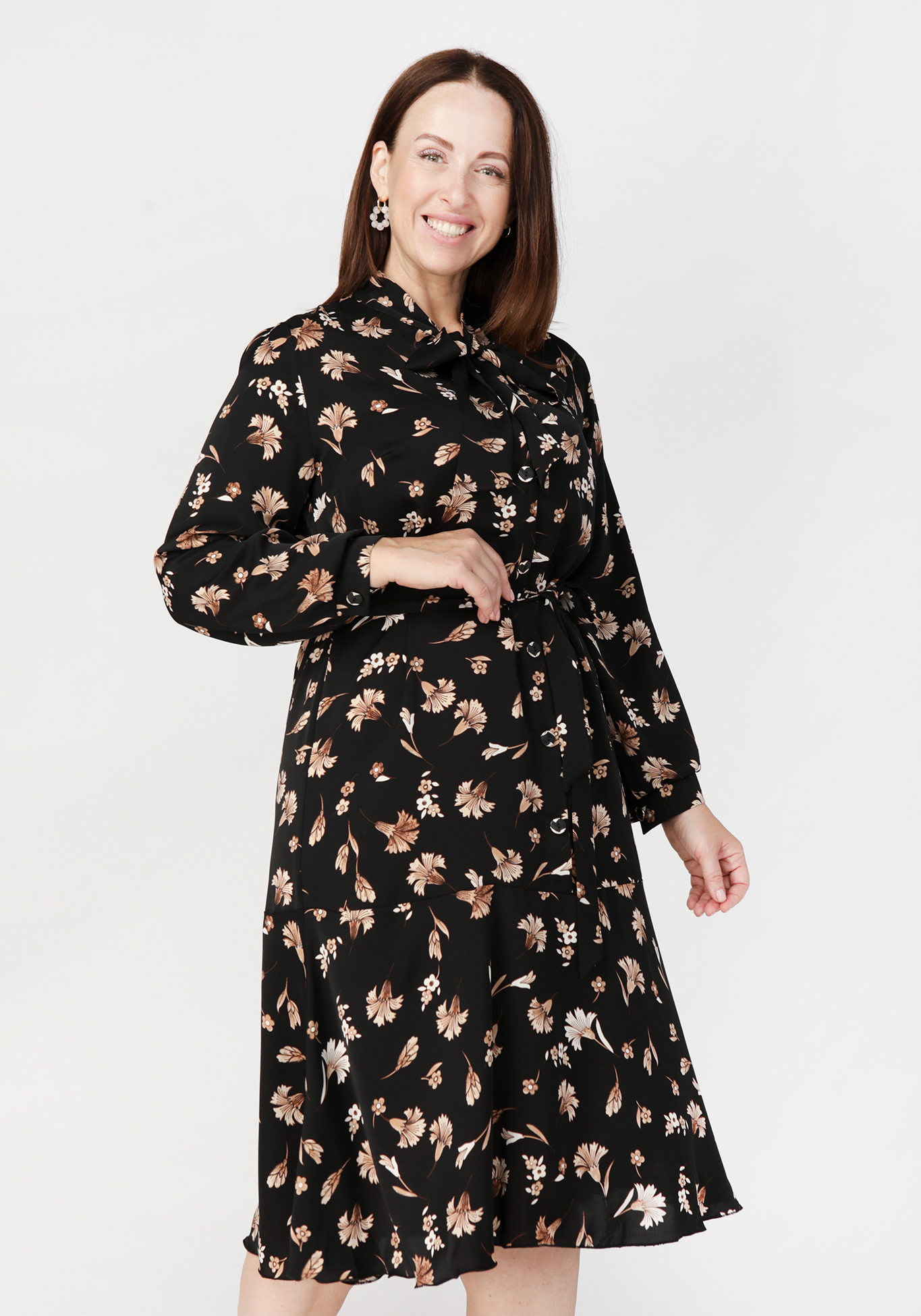 Платье с цветочным принтом прямого кроя Bianka Modeno, размер 50 - фото 3