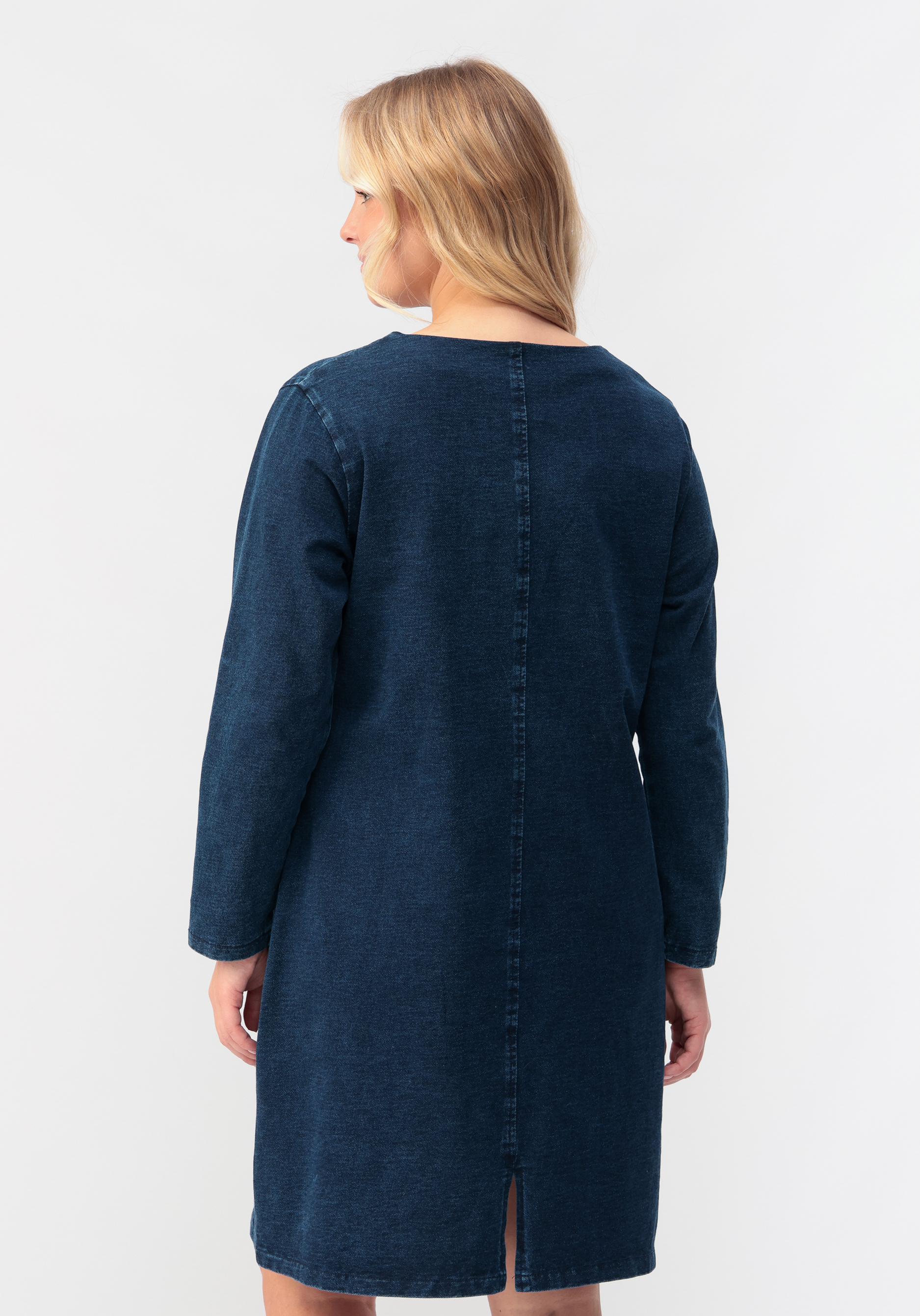 Платье-туника джинсовая с карманами, размер 62, цвет синий - фото 4