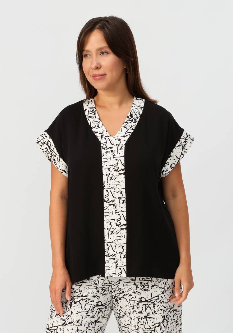 Блуза с леопардовой окантовкой шир.  750, рис. 1
