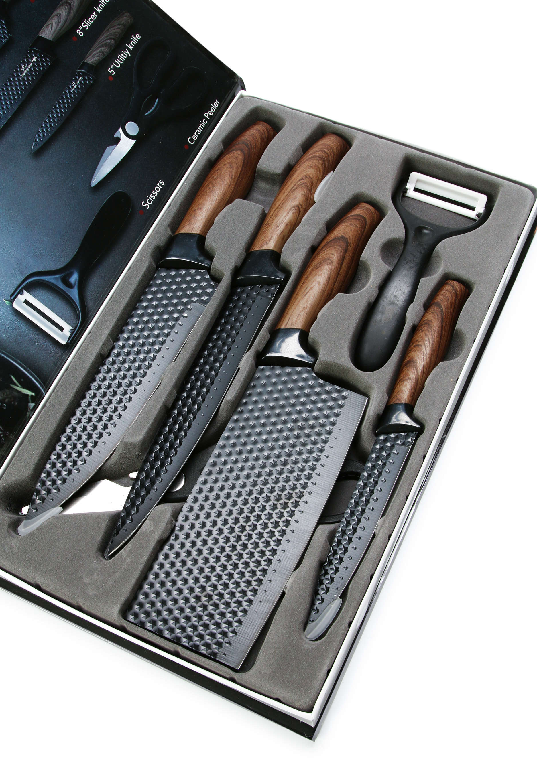 Набор ножей в подарочной коробке 6 предметов Leomax, цвет черный - фото 3