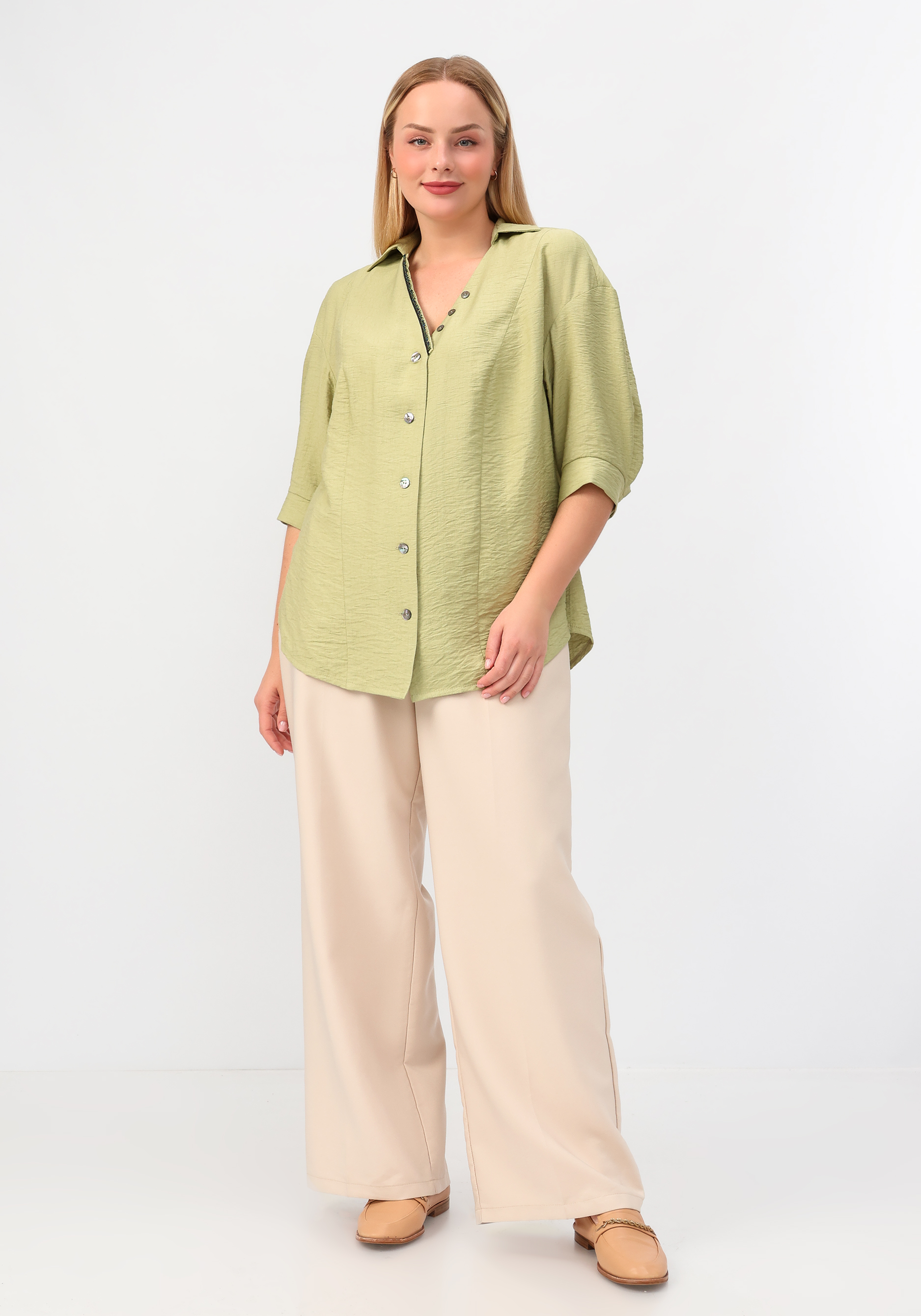 Блуза "Маримба" Мечты Данаи, цвет зеленый, размер 54 - фото 3