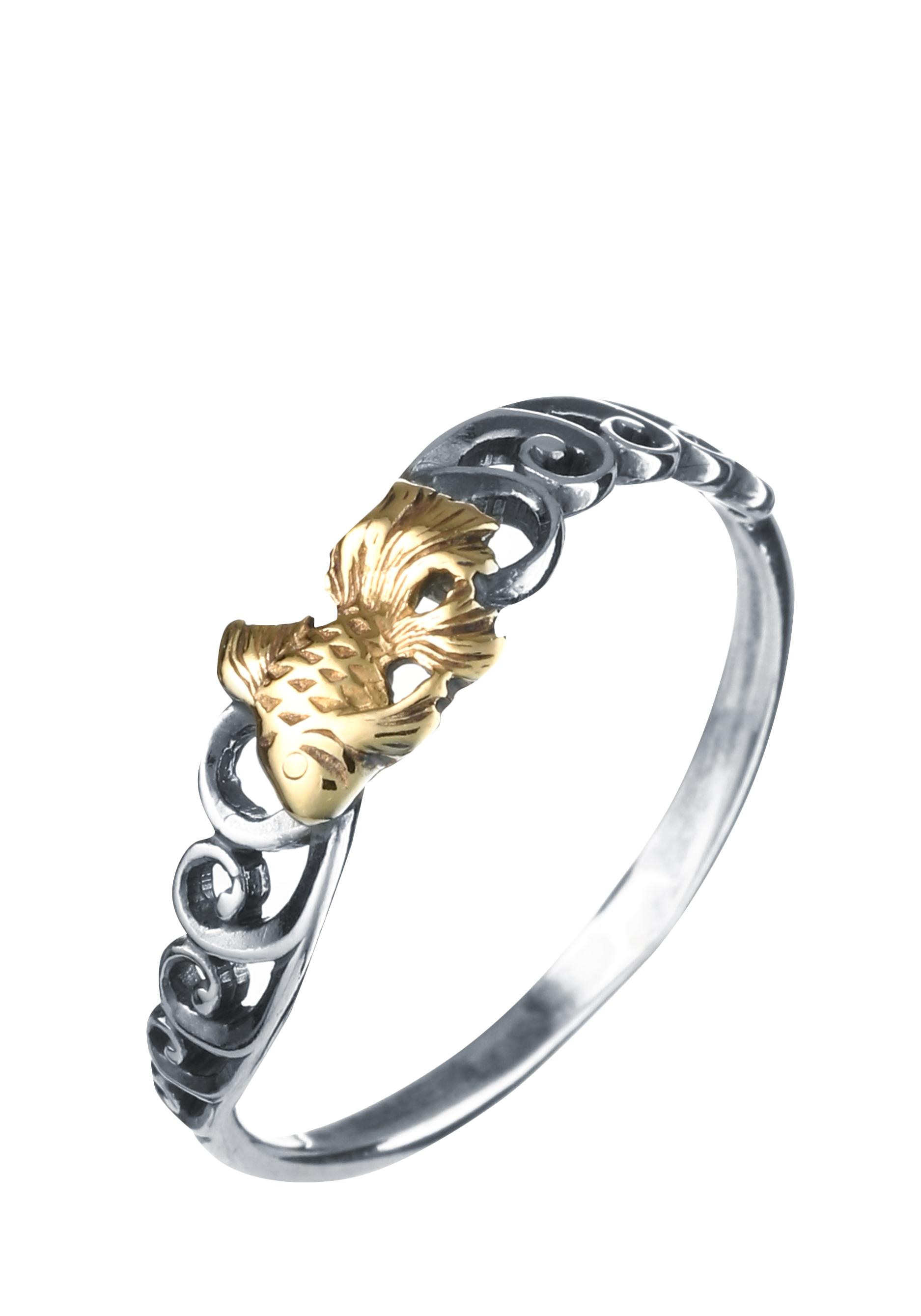 Кольцо серебряное "Золотая рыбка" Красная пресня, размер 18, цвет серый