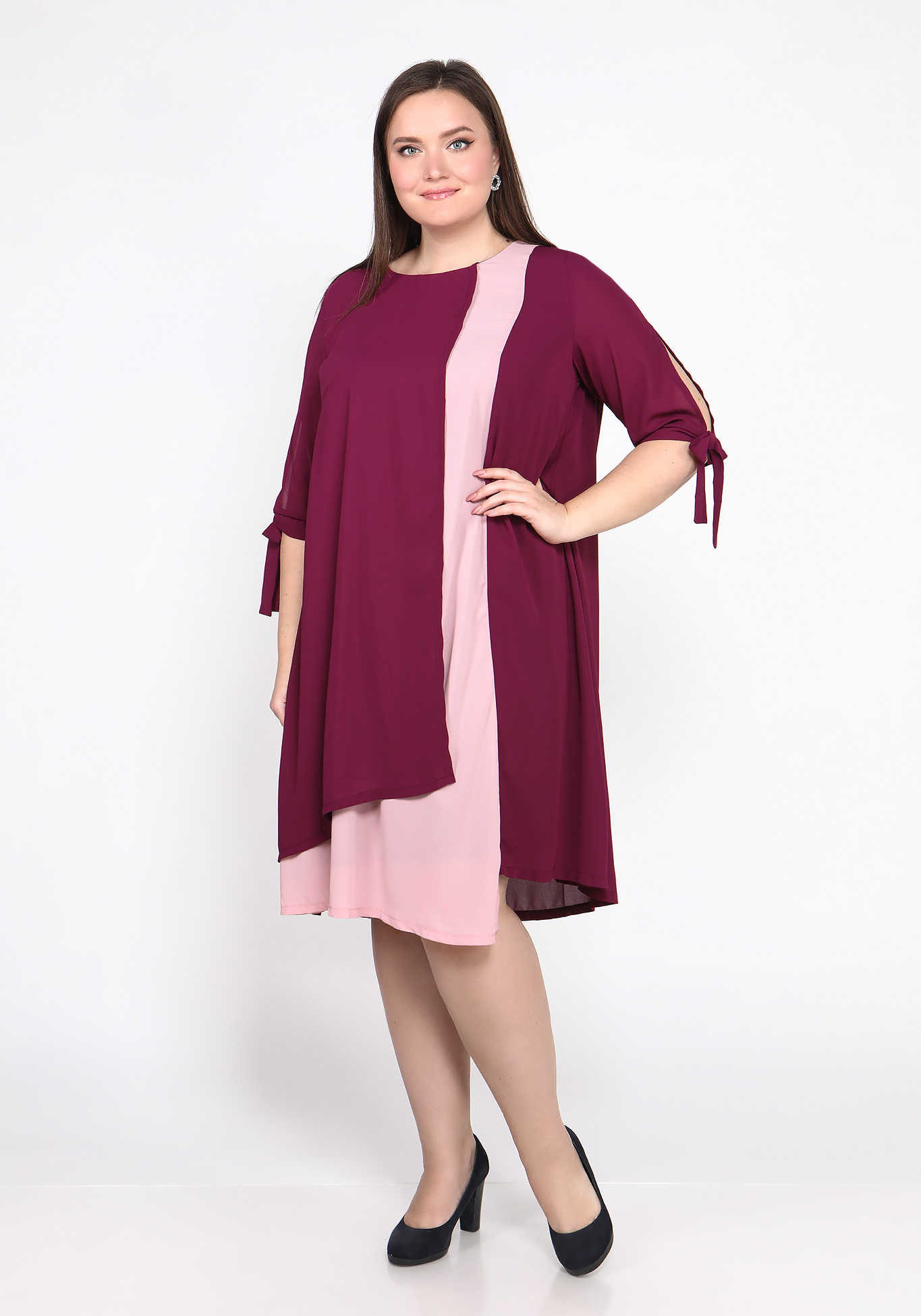 Платье необычного кроя двухцветное Bianka Modeno, размер 50 - фото 1