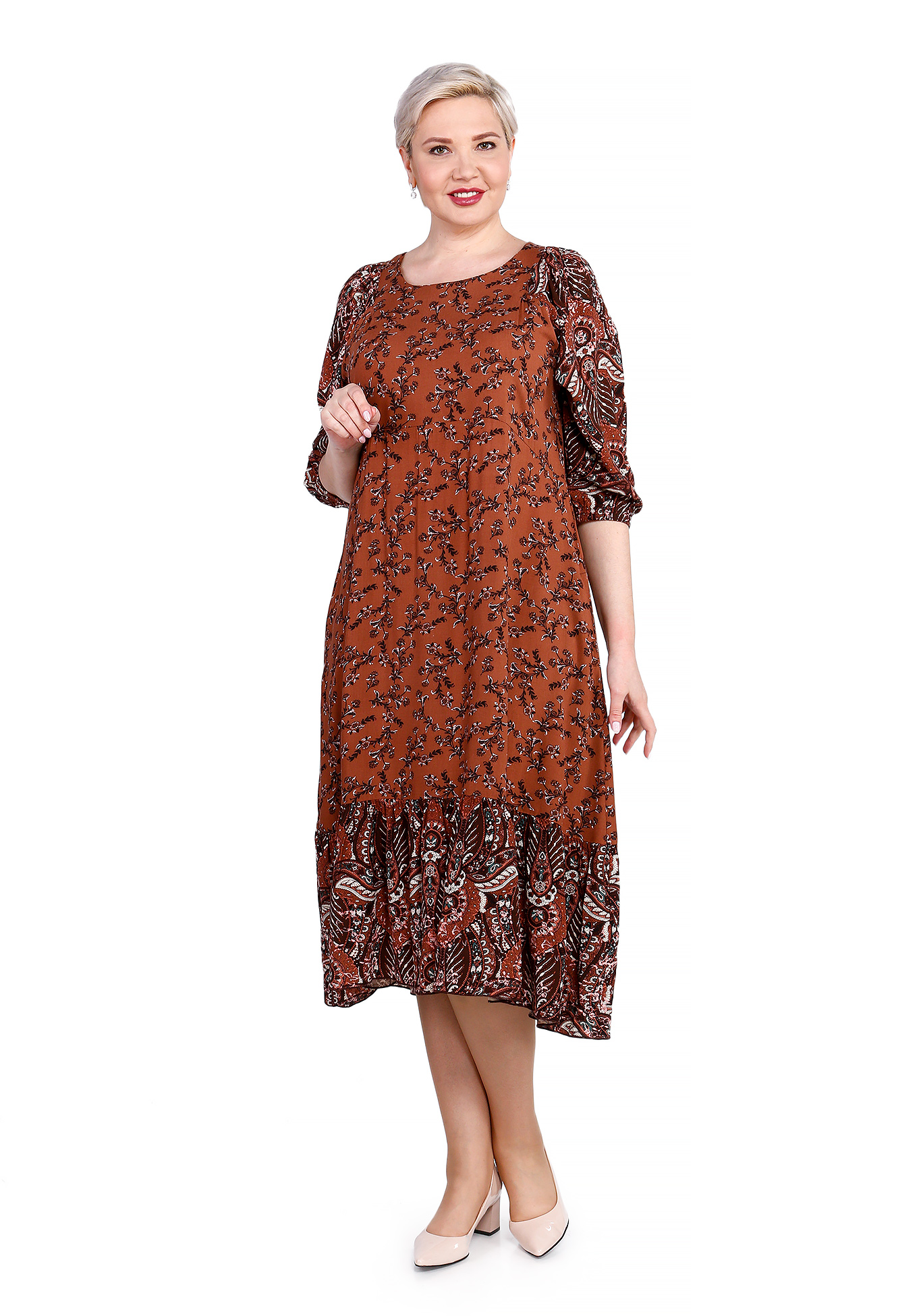 Платье "Чувственная красота" Синель, размер 50, цвет коричневый - фото 1