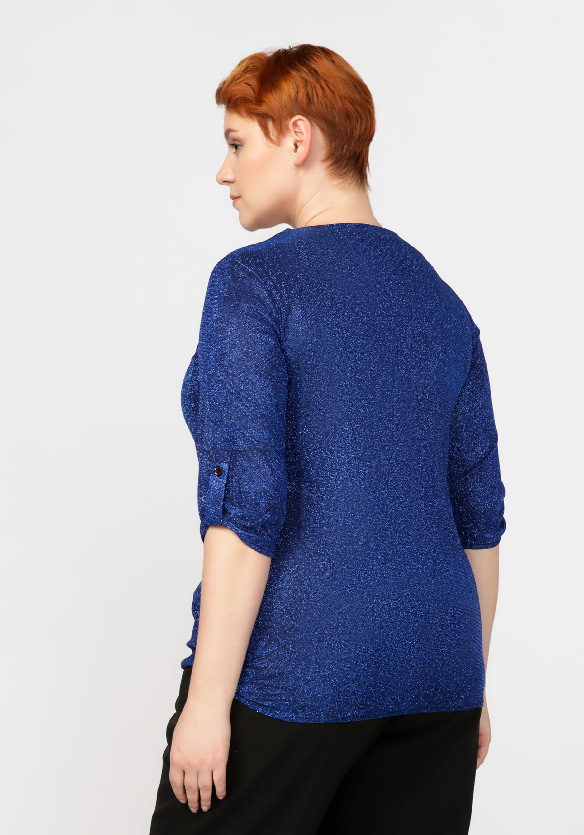 Блуза женская с люрексом «Фернанда», цвет синий, размер 56 - фото 2