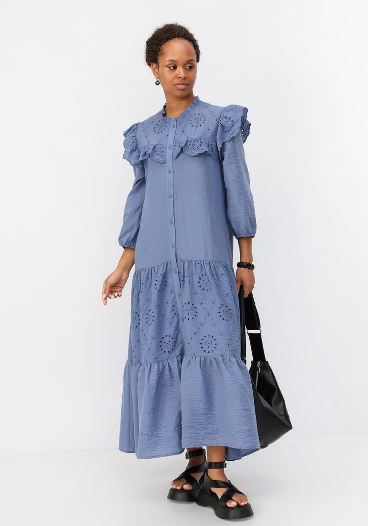 Платье комбинированное с шитьем шир.  750, рис. 1