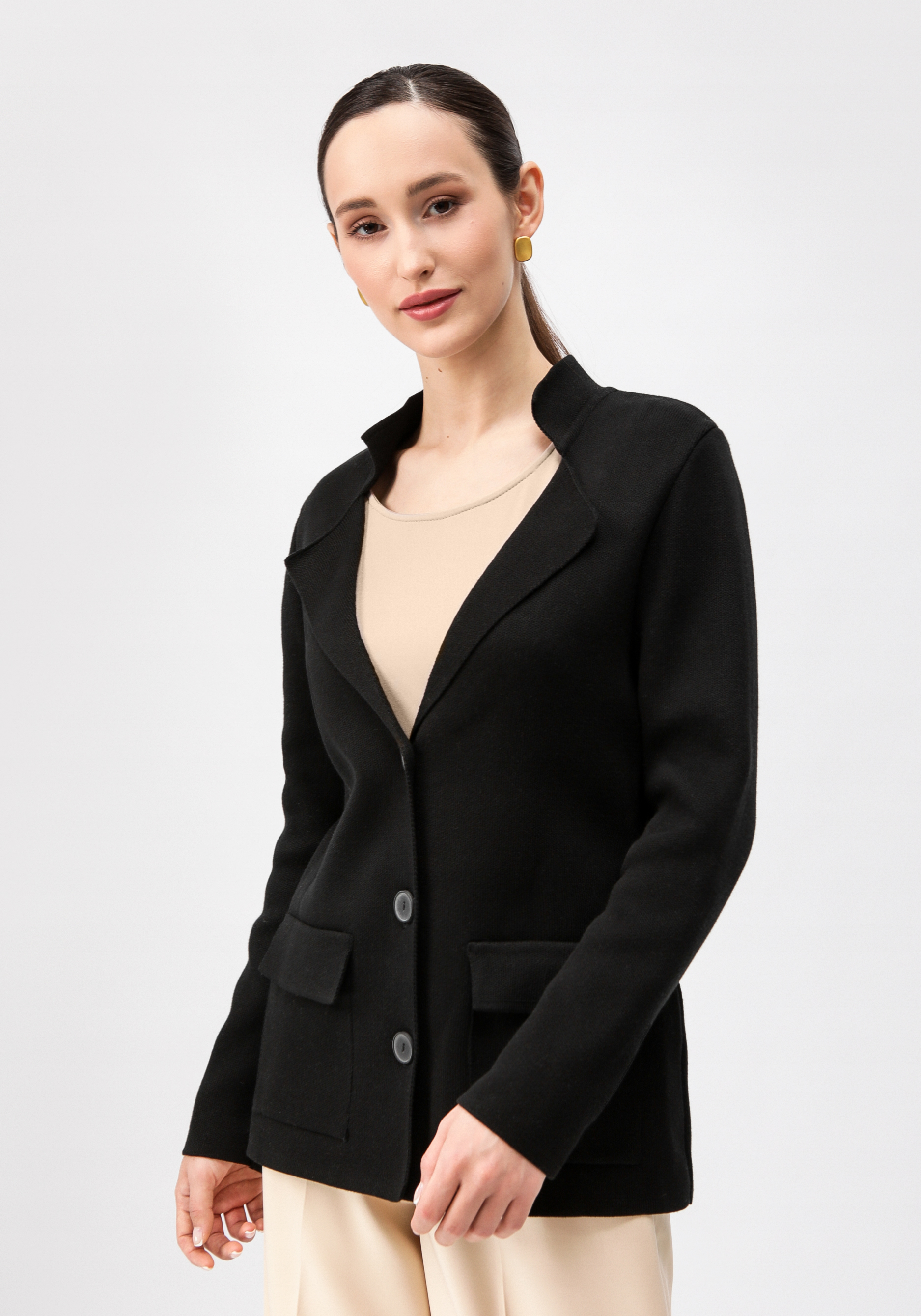 Жакет женский на пуговицах с карманами Vivawool, цвет черный, размер 50 - фото 9