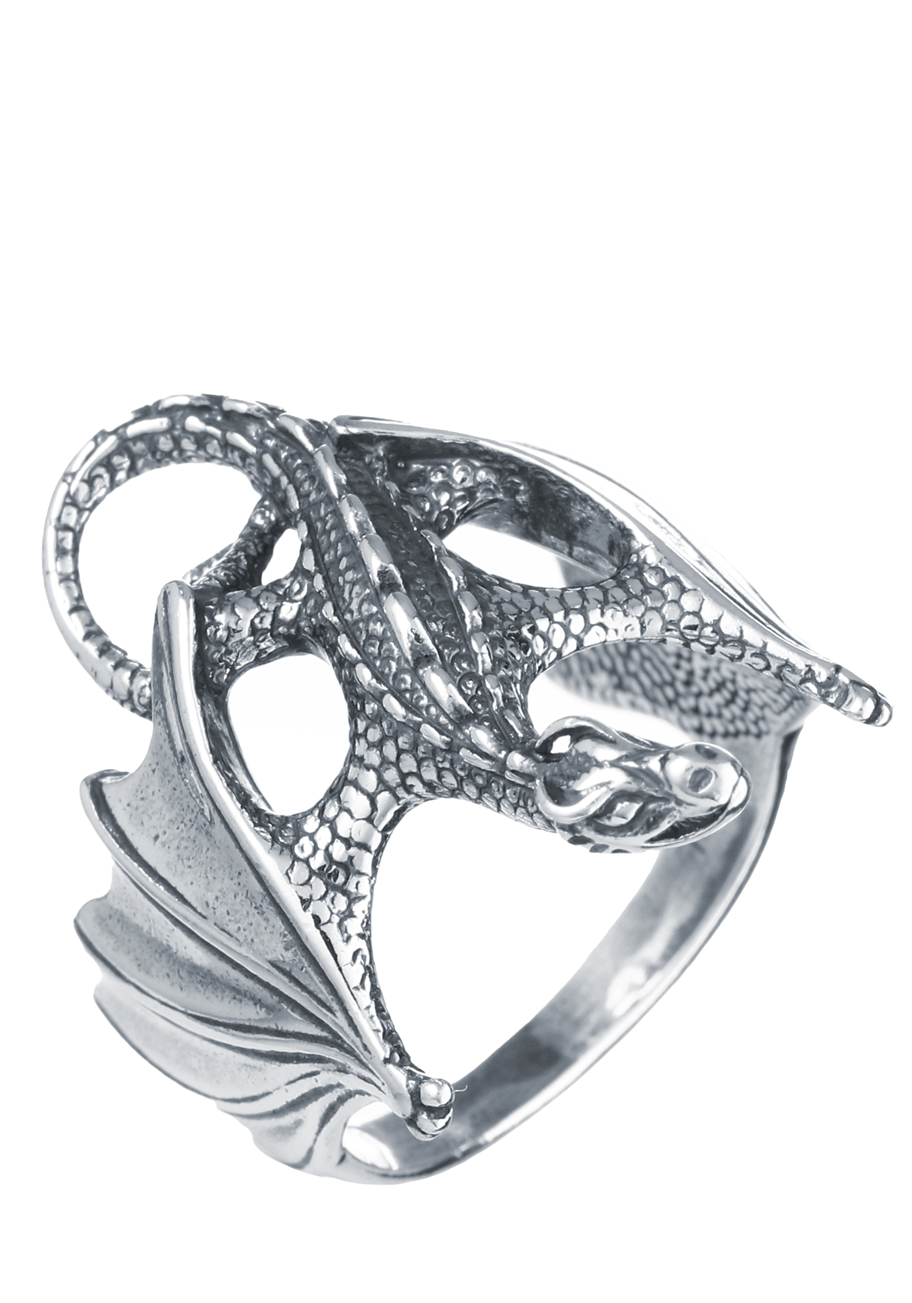 Кольцо "Серебряный дракон" Красная пресня, размер 19, цвет серый