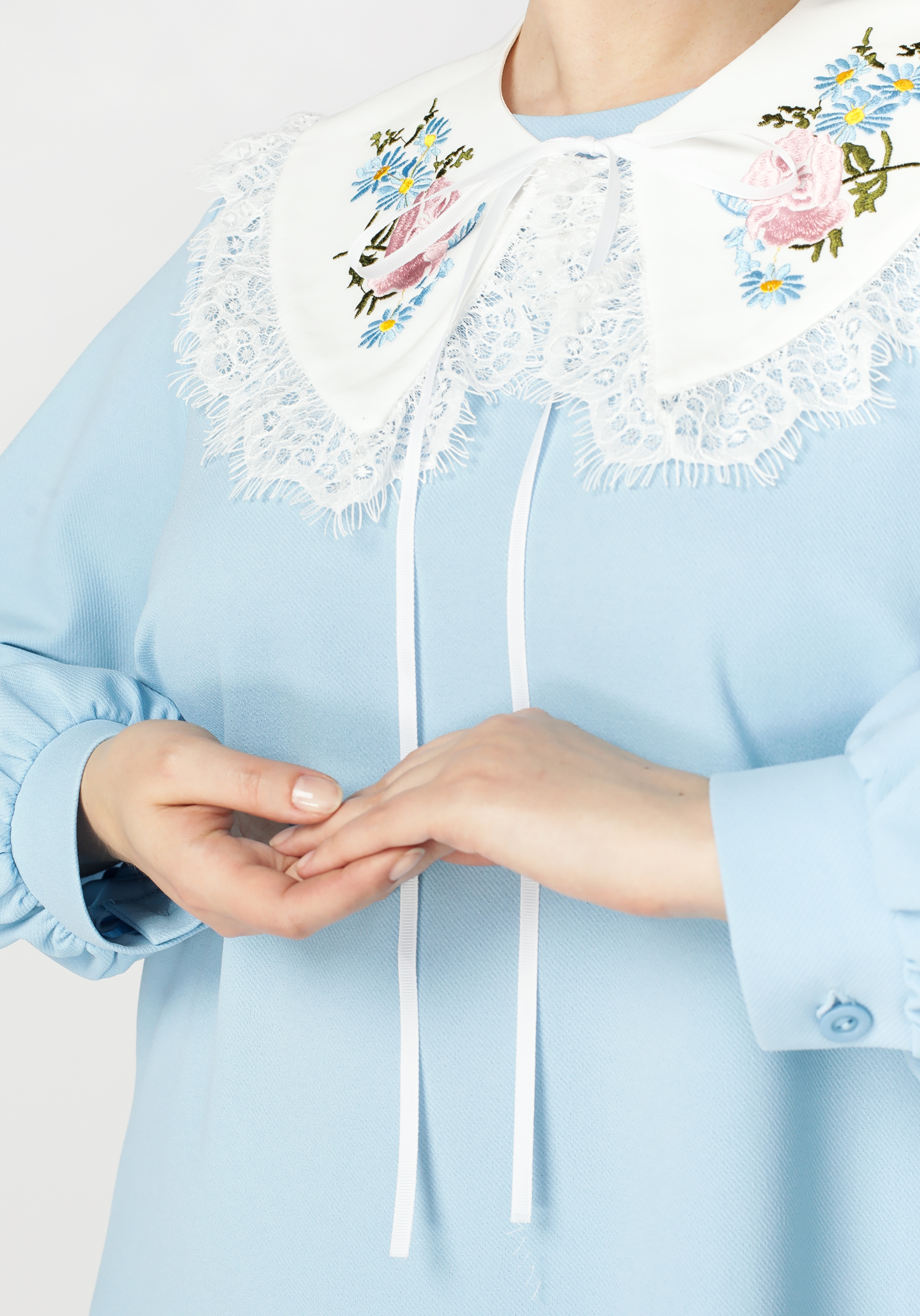 Платье миди со съемным воротником Bianka Modeno, размер 50, цвет голубой - фото 4
