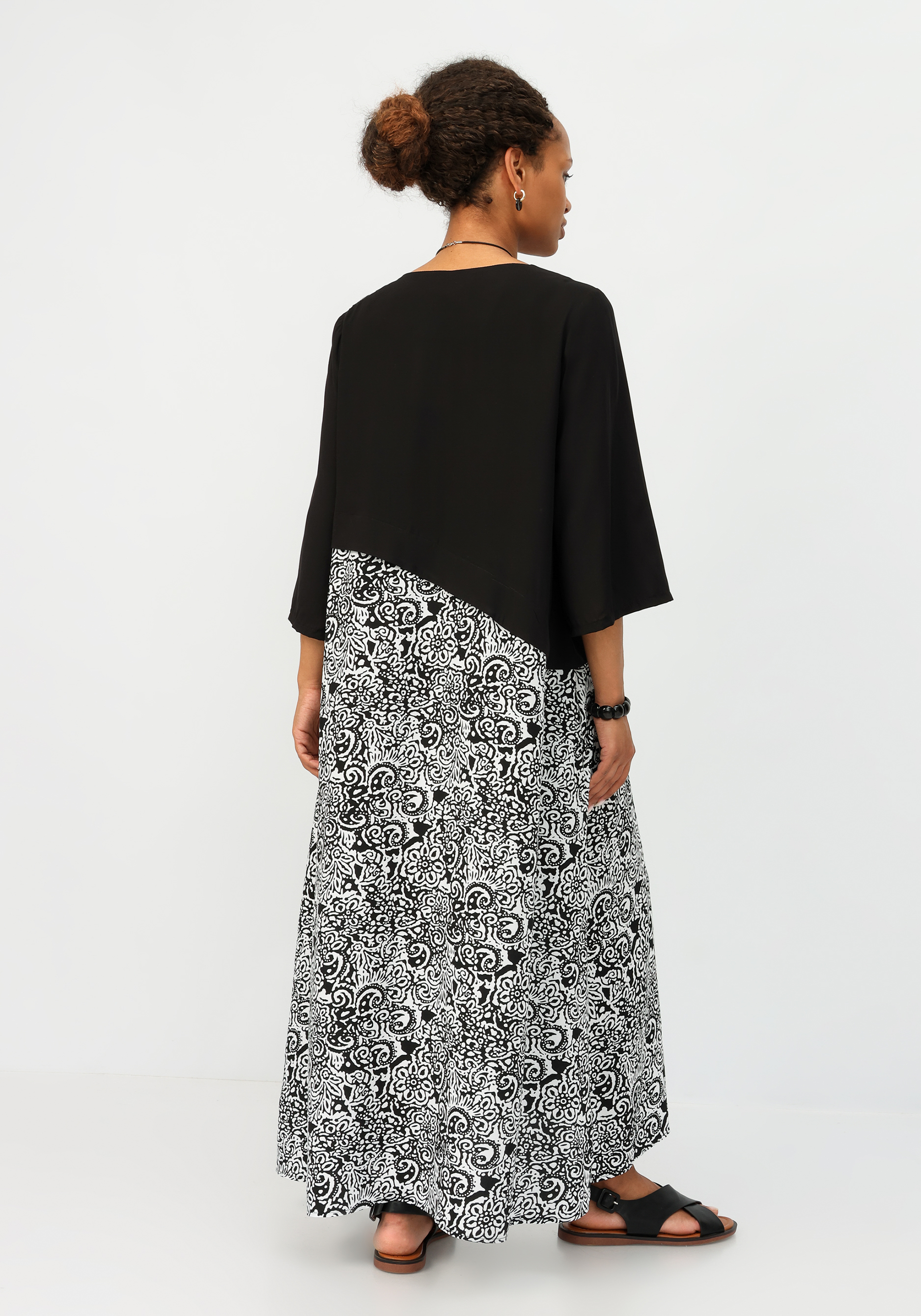 Платье комбинированное свободного кроя Frida, размер 54, цвет черный - фото 10