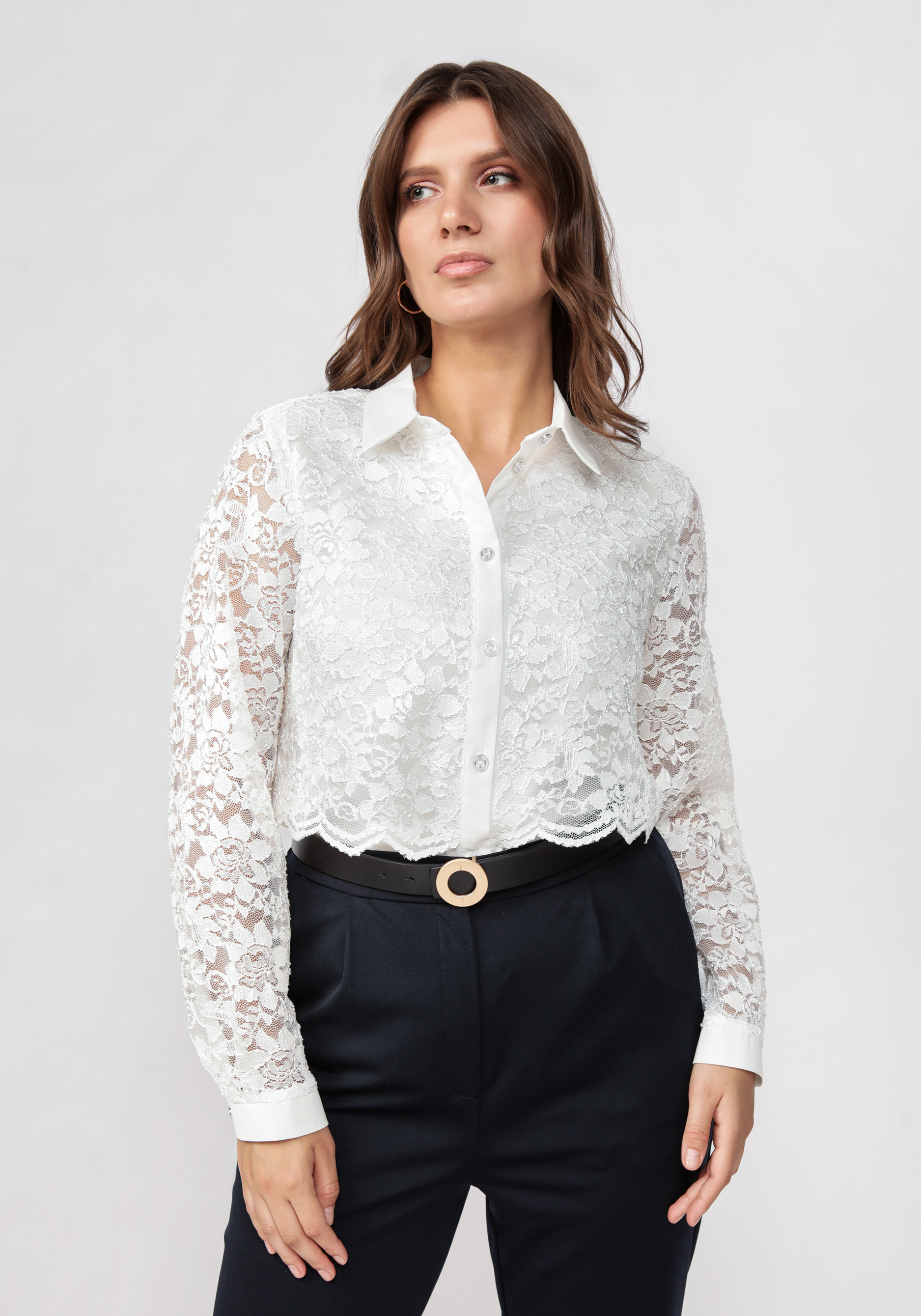 Блуза с ажурным кружевом прямого силуэта блуза с французским кружевом
