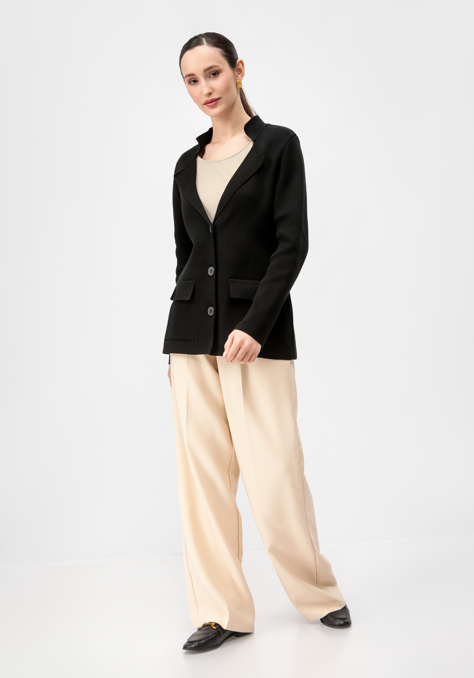 Жакет женский на пуговицах с карманами Vivawool, цвет черный, размер 50 - фото 7