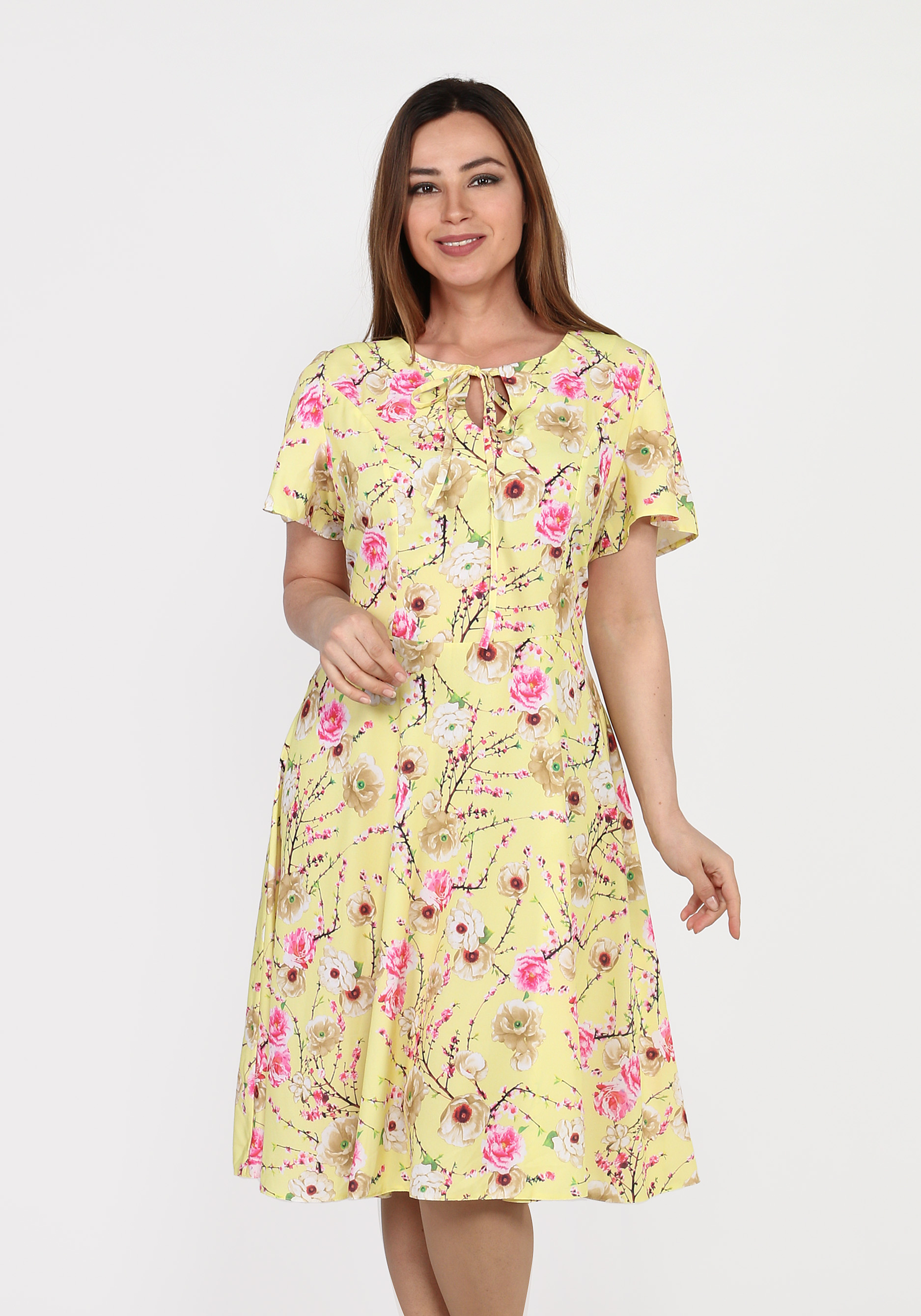 Платье с принтом "Цветы" и расклешенной юбкой BlagoF, размер 50 - фото 4