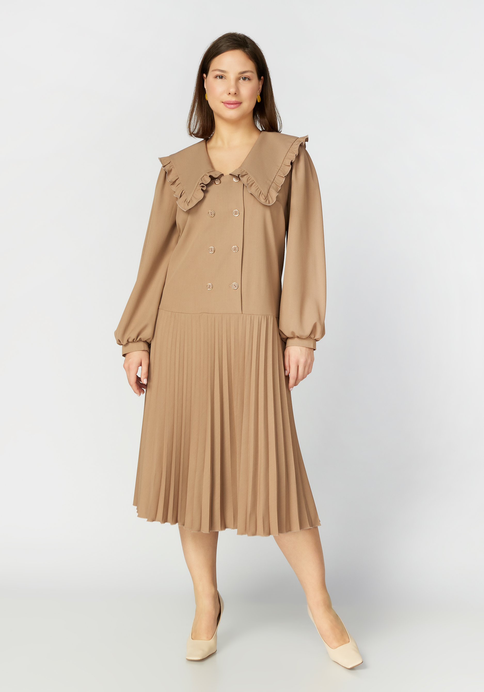 Платье с заниженной талией прямого силуэта Mio Imperatrice, цвет коричневый, размер 54 - фото 5