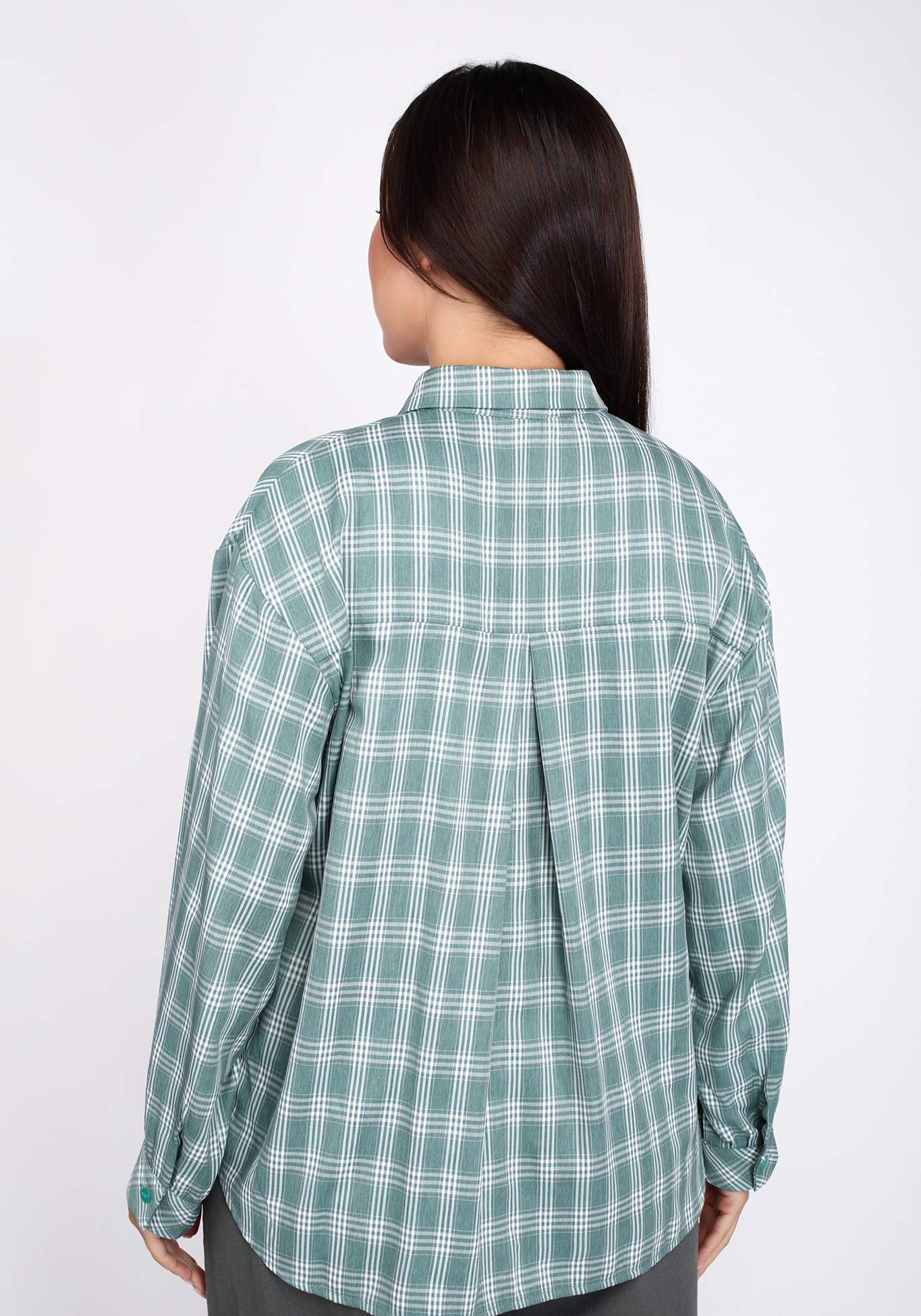 Рубашка из хлопка в клетку Julia Weber, размер 56, цвет серый - фото 8