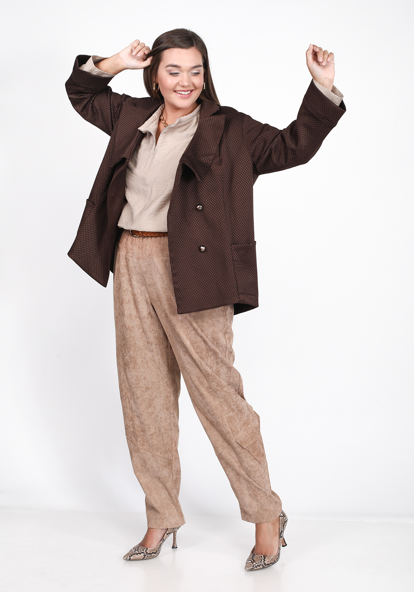 Брюки вельветовые с карманами GalaGrosso, размер 50, цвет бежевый - фото 8