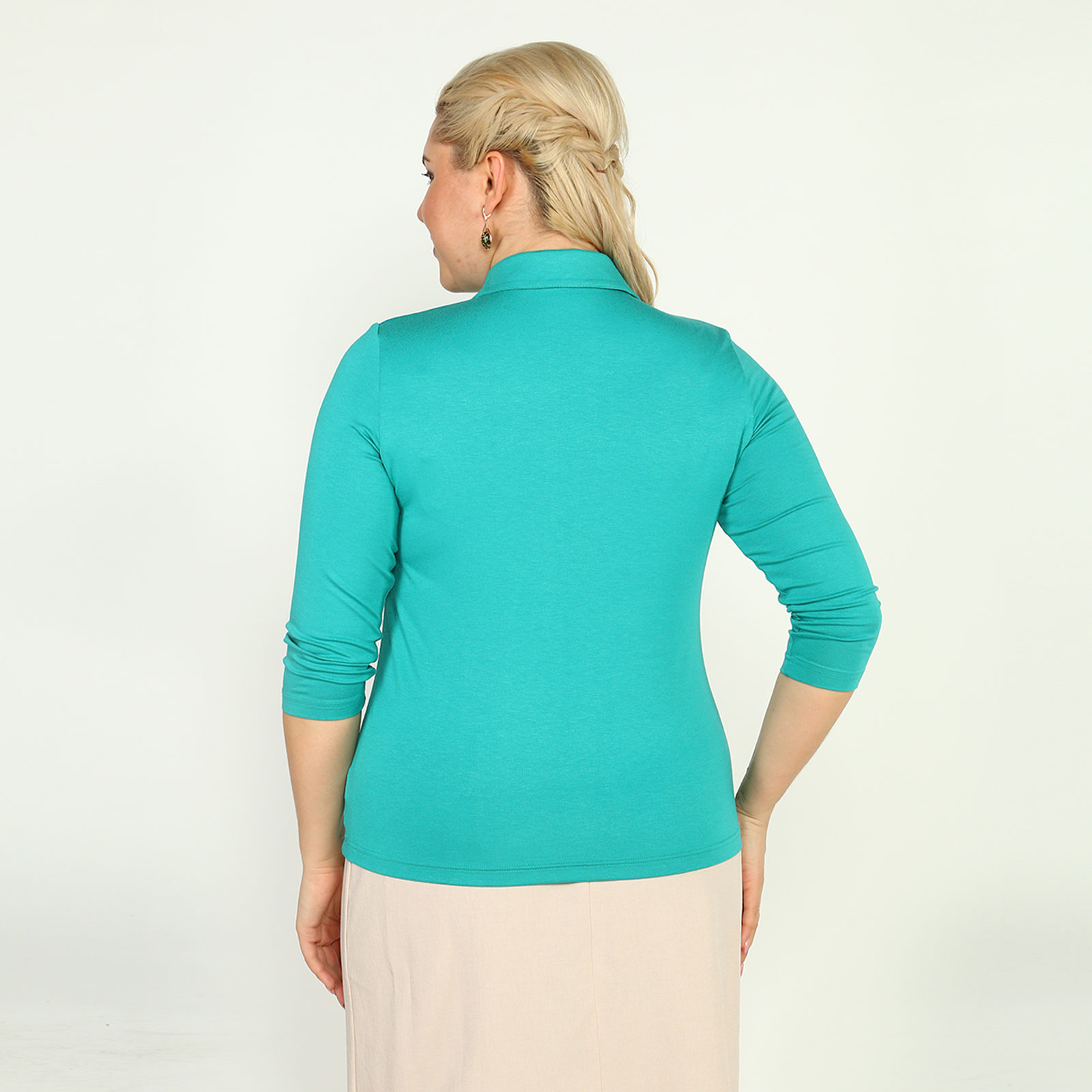 Блуза с пуговицами на воротнике Новое Время, размер 62, цвет золотистый - фото 3