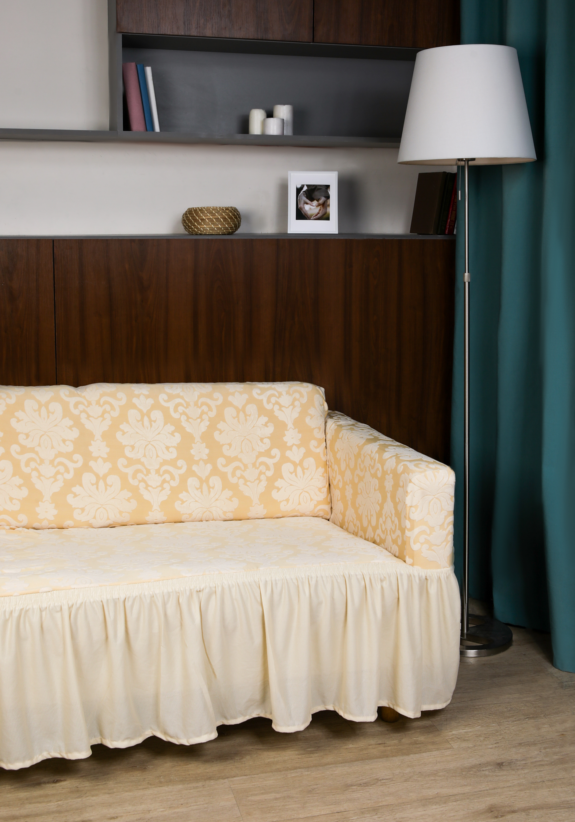 Чехол для дивана с оборкой Марианна, цвет бежевый, размер Евро - фото 1