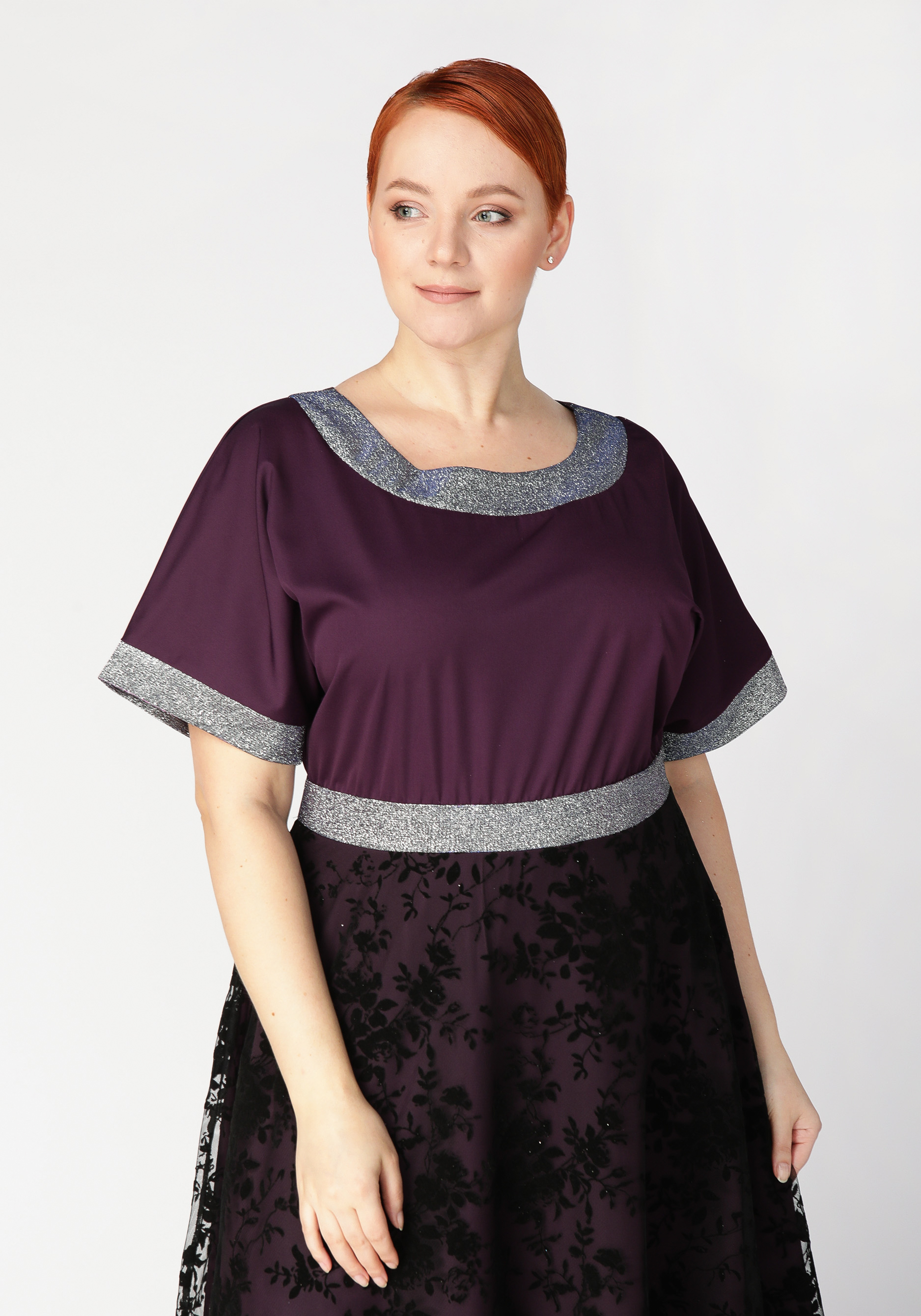 Платье с объемным принтом Mio Imperatrice, цвет баклажановый, размер 54 - фото 3