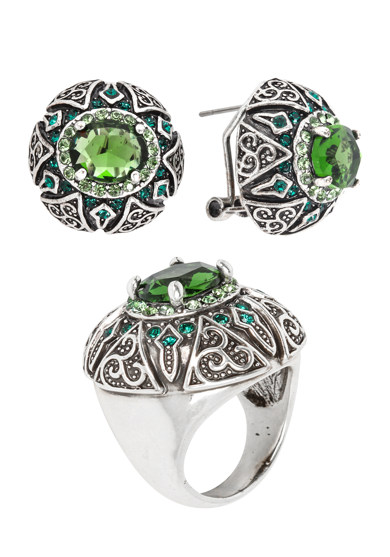 Комплект "Заоблачная мечта" Доминика Росси, размер 18, цвет зеленый классика, перстень - фото 2