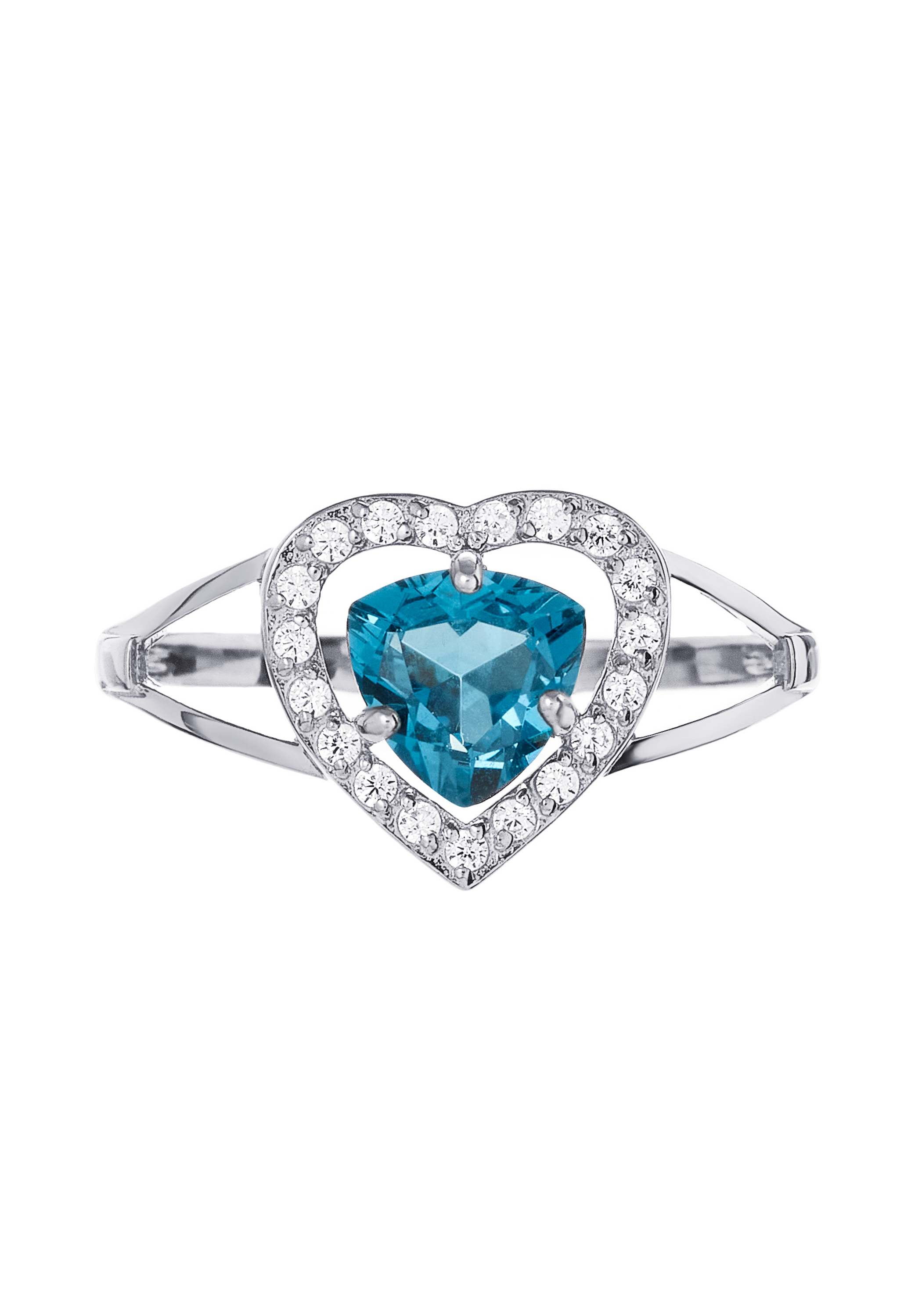 Кольцо серебряное "Любовь" Nouvelle, размер 18, цвет голубой кластер - фото 3
