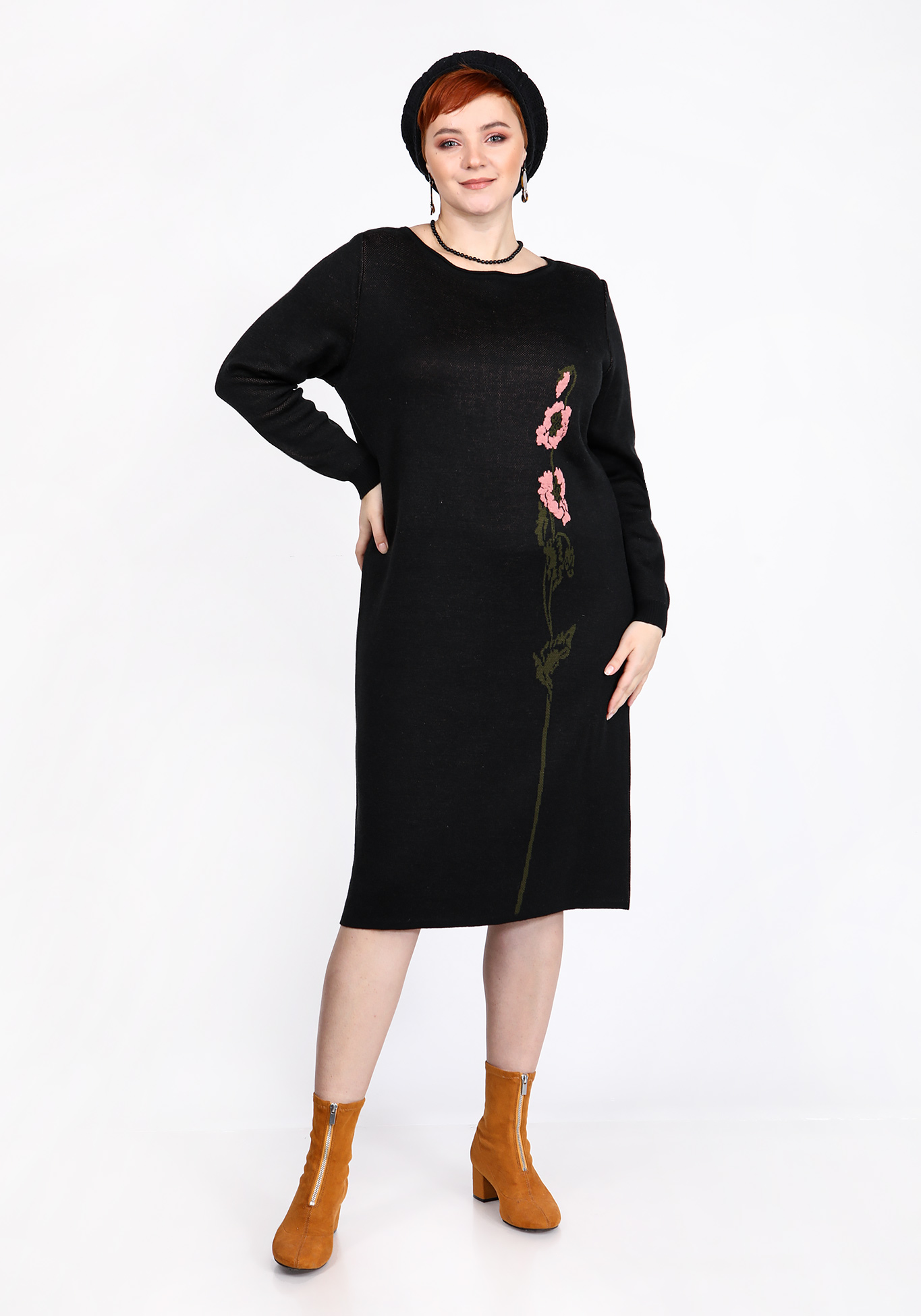 Платье с вырезом "лодочка" и поясом Vivawool, размер 48, цвет черный - фото 3