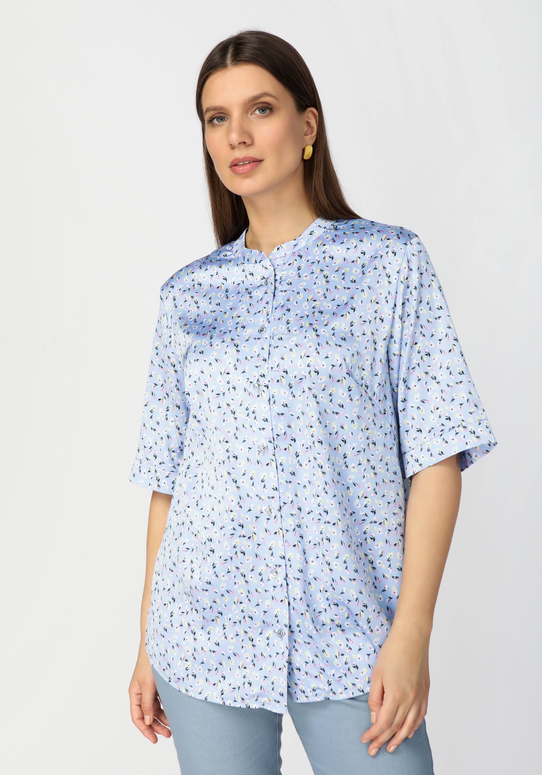 Блуза однобортная с коротким рукавом платье с драпировкой и коротким рукавом