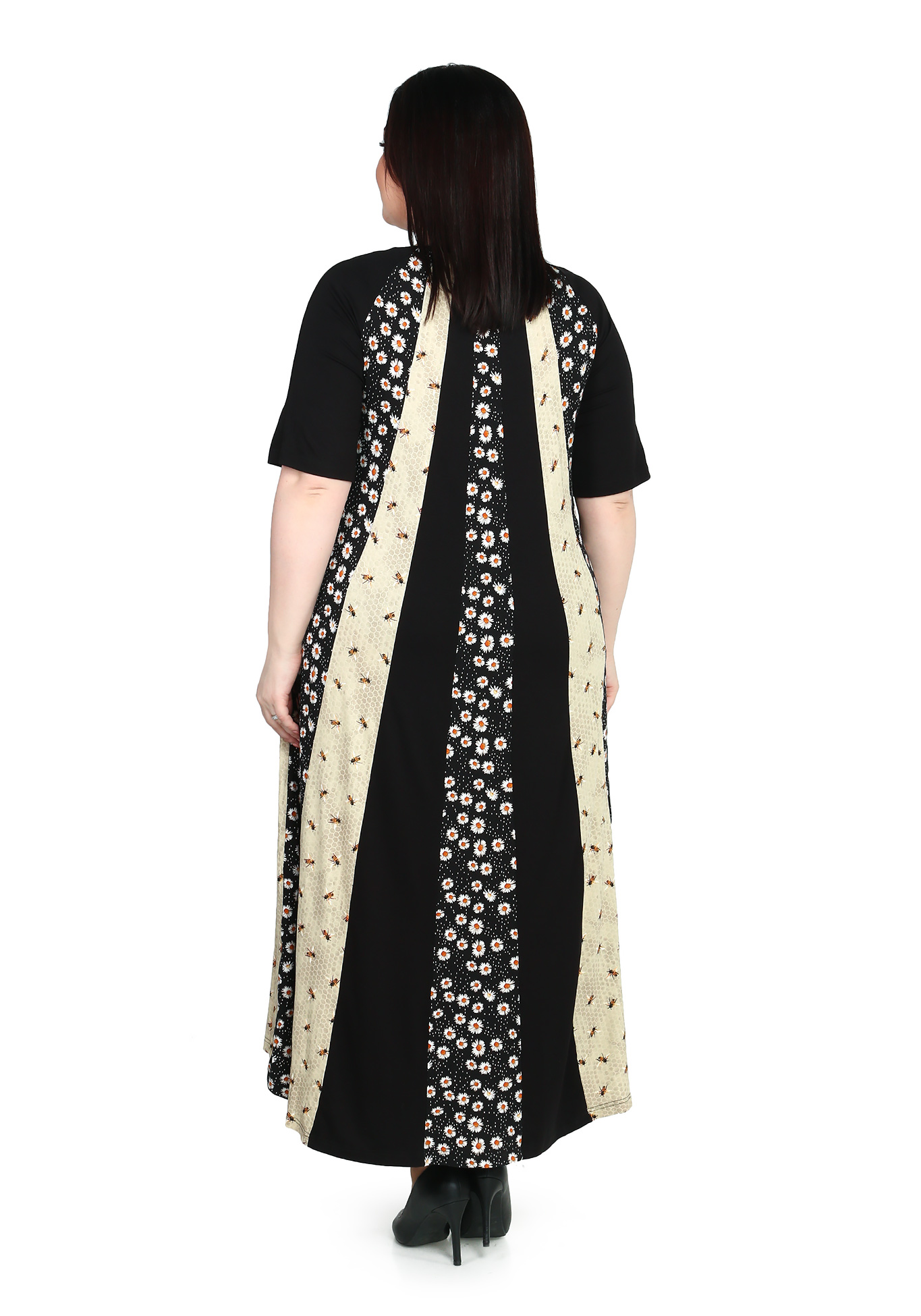 Платье-макси с комбинированным принтом Averi, размер 50, цвет черно-бежевый - фото 3